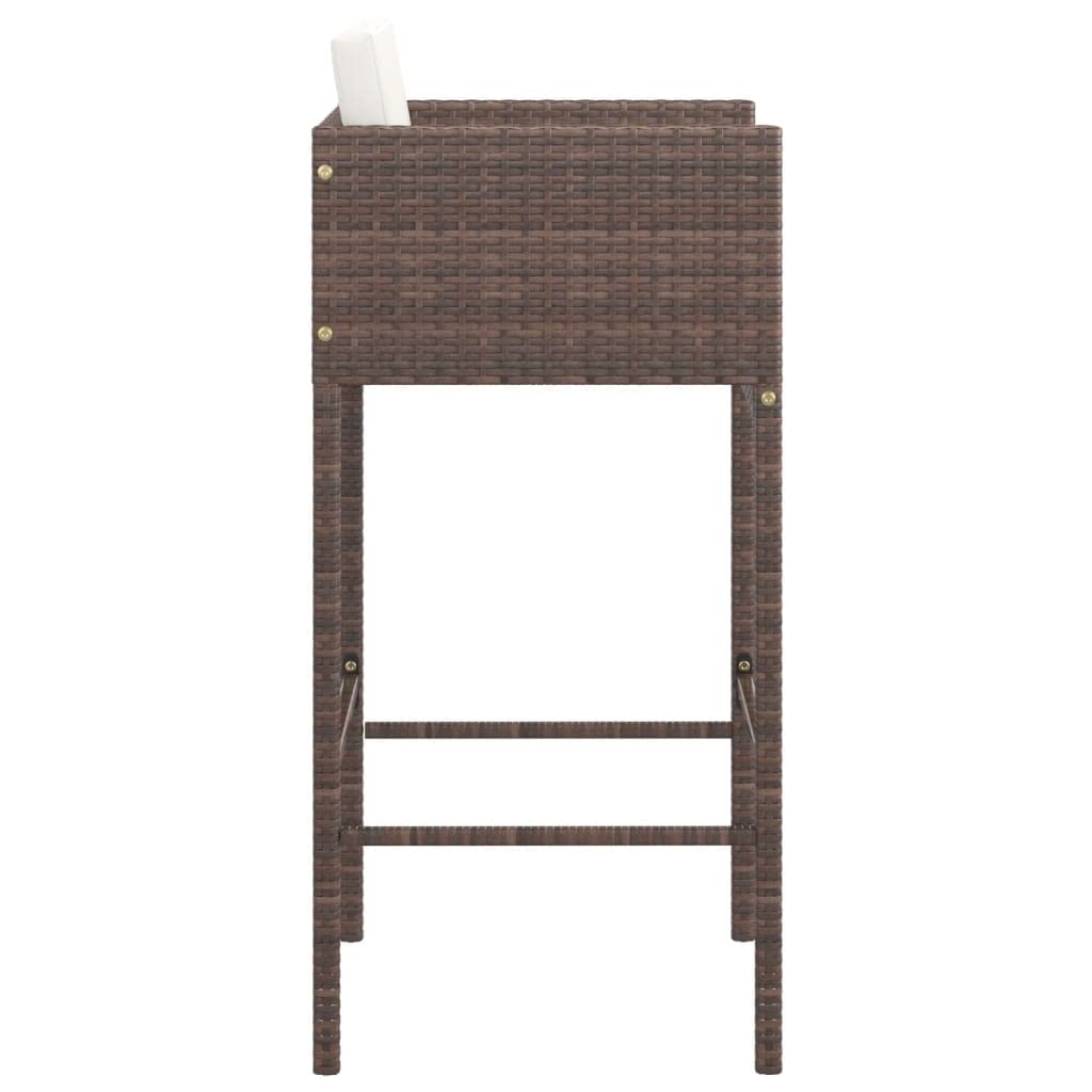 4-Piece Brown Poly Rattan Bar Stools with Cushions - Patio, Kitchen Island, or Home Bar Seating