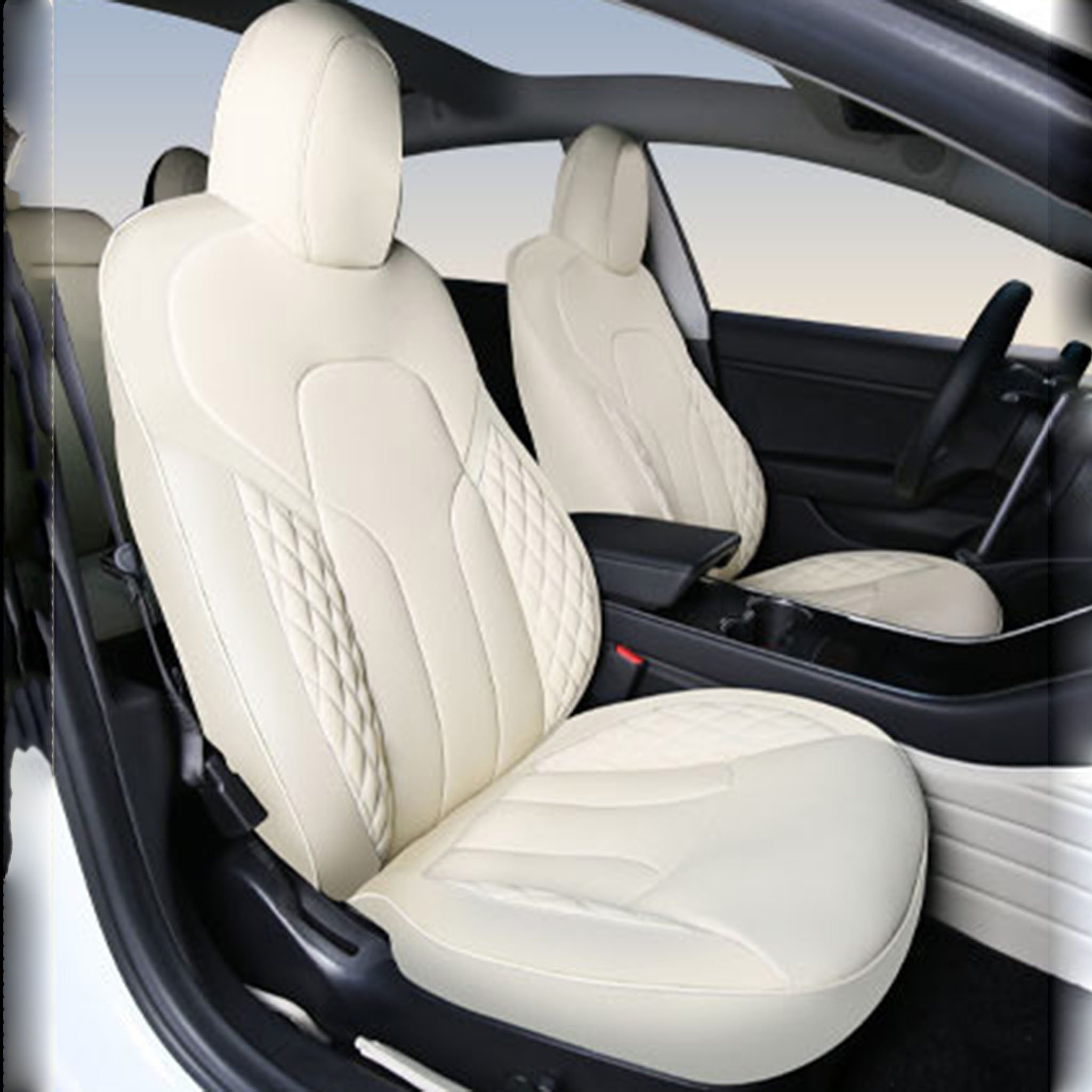 Premium Custom Fit Tesla Seat Covers for Model 3 & Model Y (2017-2025) - Waterproof, Anti-Slip & Breathable - Enhanced Comfort & Interior Protection - Perfect for Road Trips, Daily Commute & Family Travel