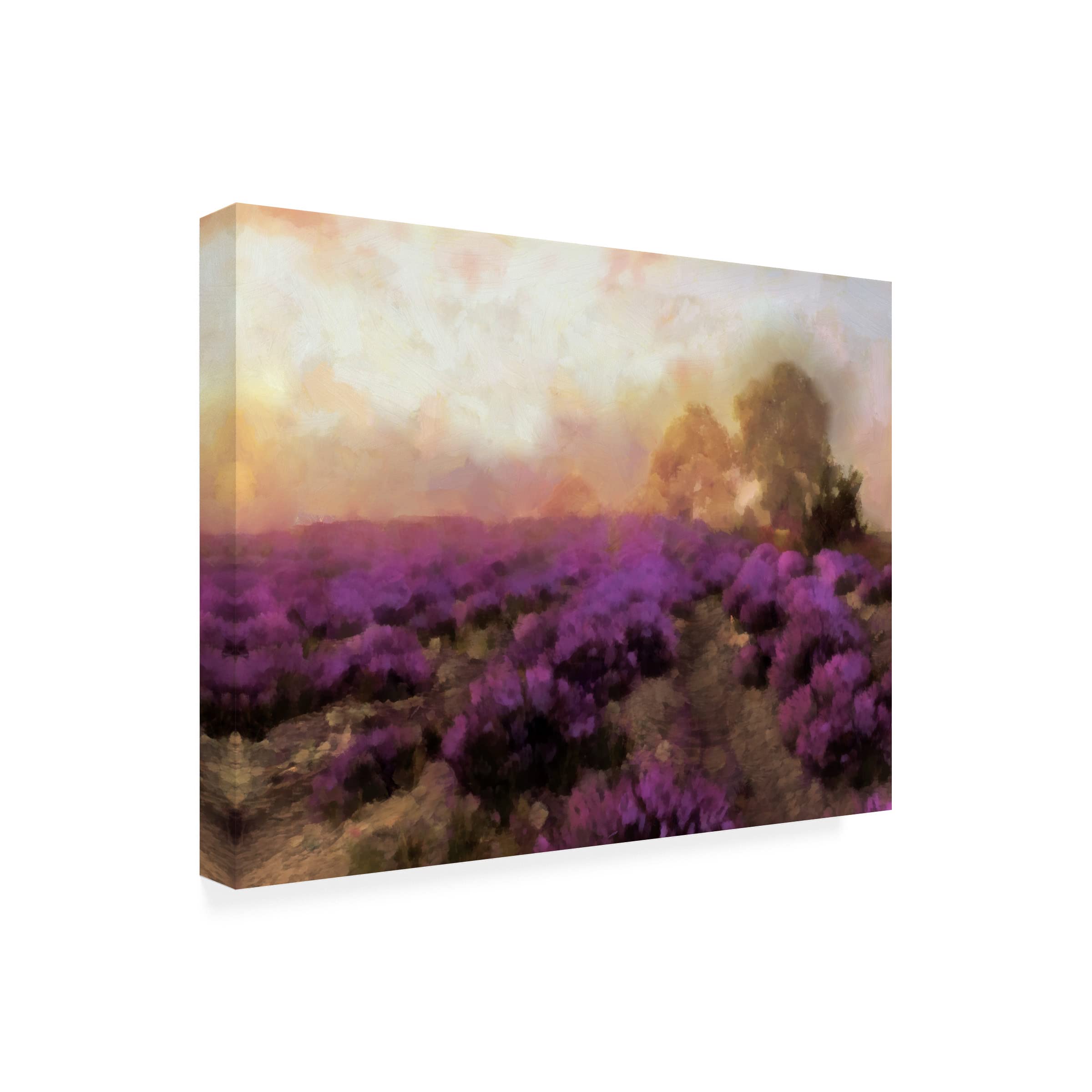 Trademark Fine Art 'Purple Countryside I' Canvas Wall Art by Alonzo Saunders - Handmade Landscape Painting for Living Room, Bedroom & Office Decor