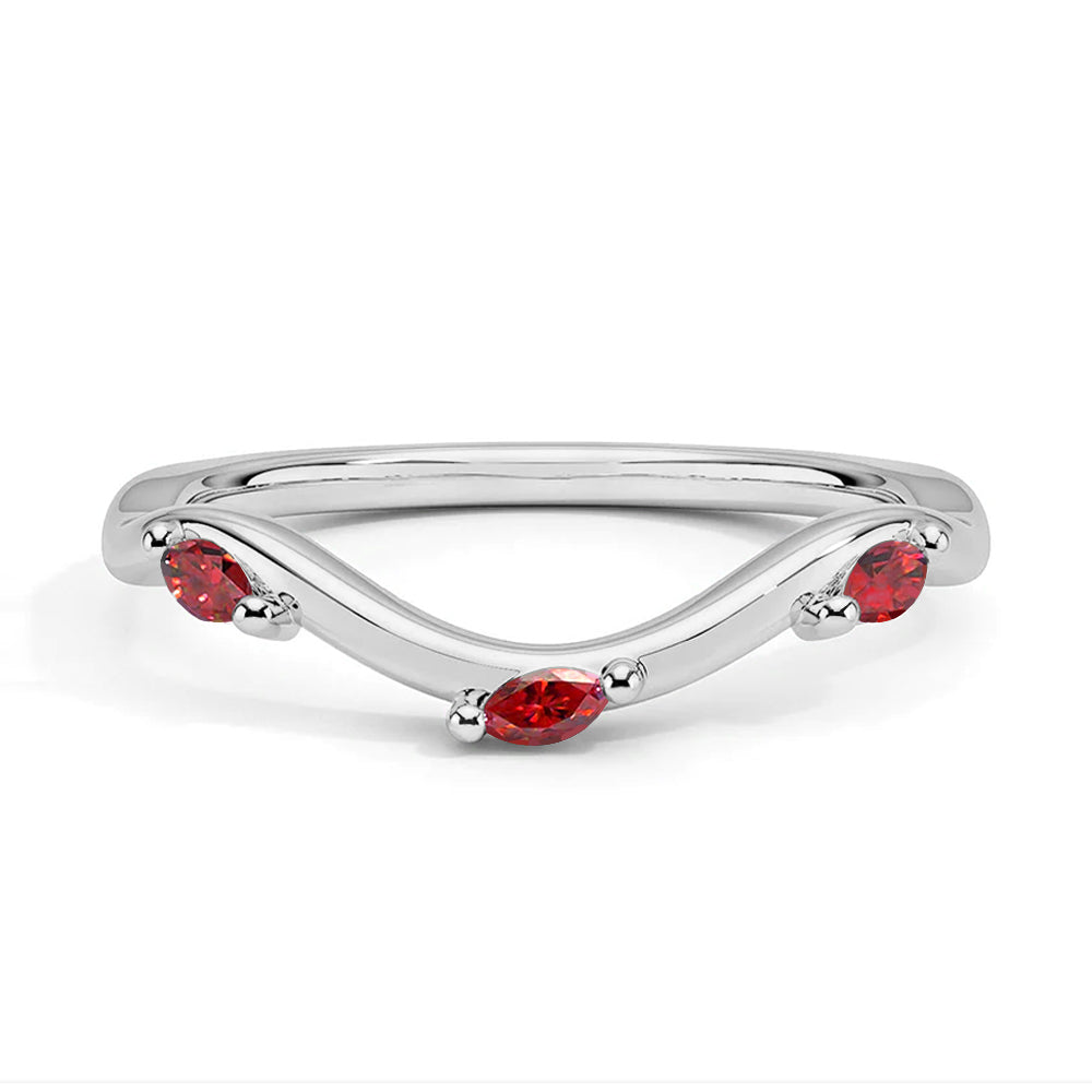Willow Curved Lab Grown Ruby Ring for Women - 14K Gold Plated Wedding Band, Anniversary Gift, Promise Ring for Her - Perfect for Engagements, Date Nights & Special Occasions