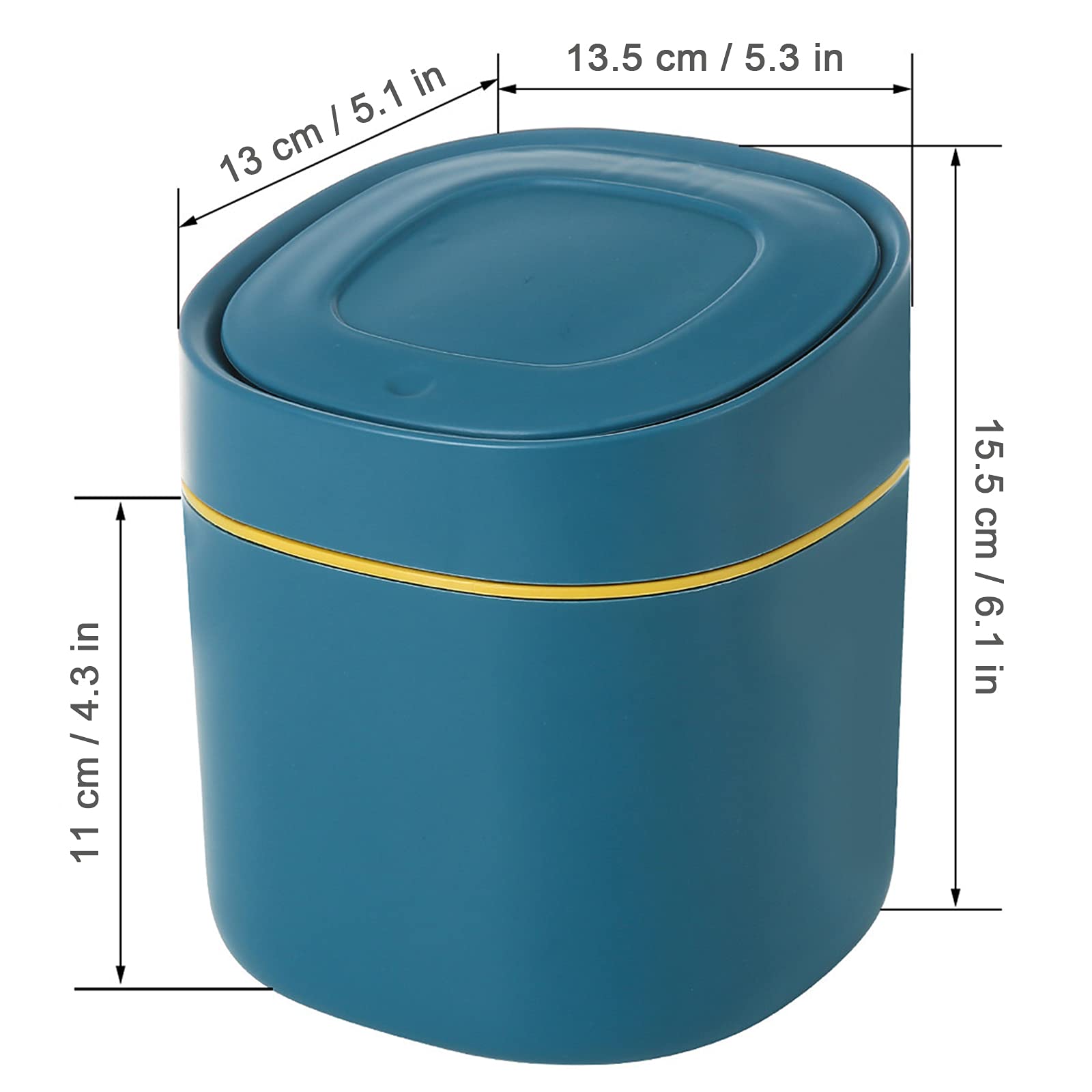 SVUPUE Mini Trash Can with Lid - Small Desktop Garbage Bin for Bathroom, Kitchen, Office & Coffee Table - Portable & Detachable Lid - Blue - Perfect for Home, Office & Travel Use