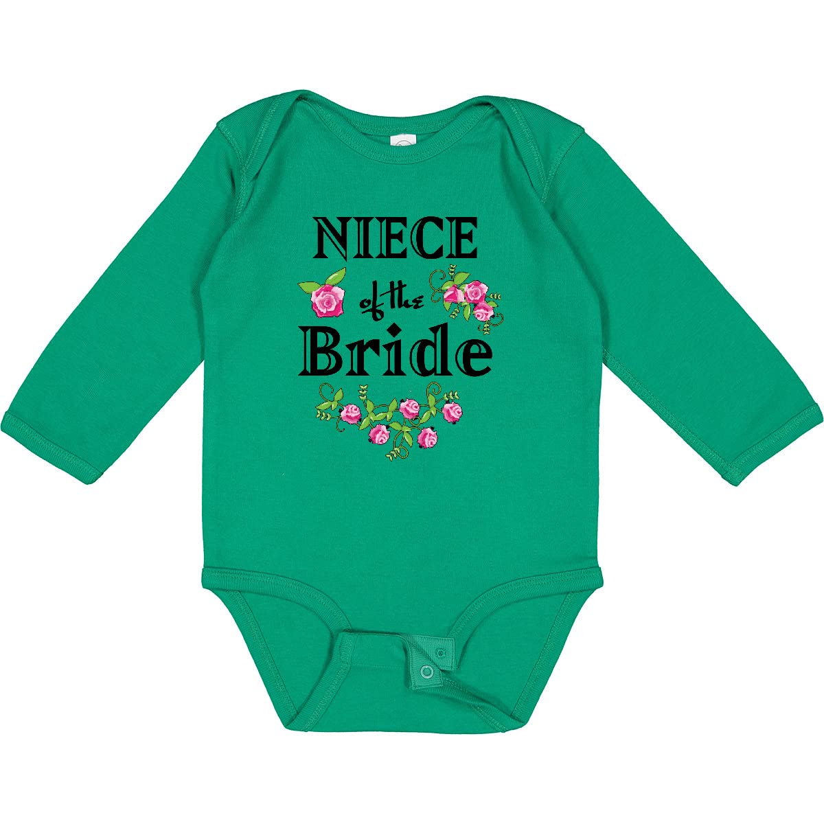 Inktastic Niece of The Bride Roses Long Sleeve Creeper - Floral Print Baby Bodysuit for Wedding, Family Photos & Special Occasions