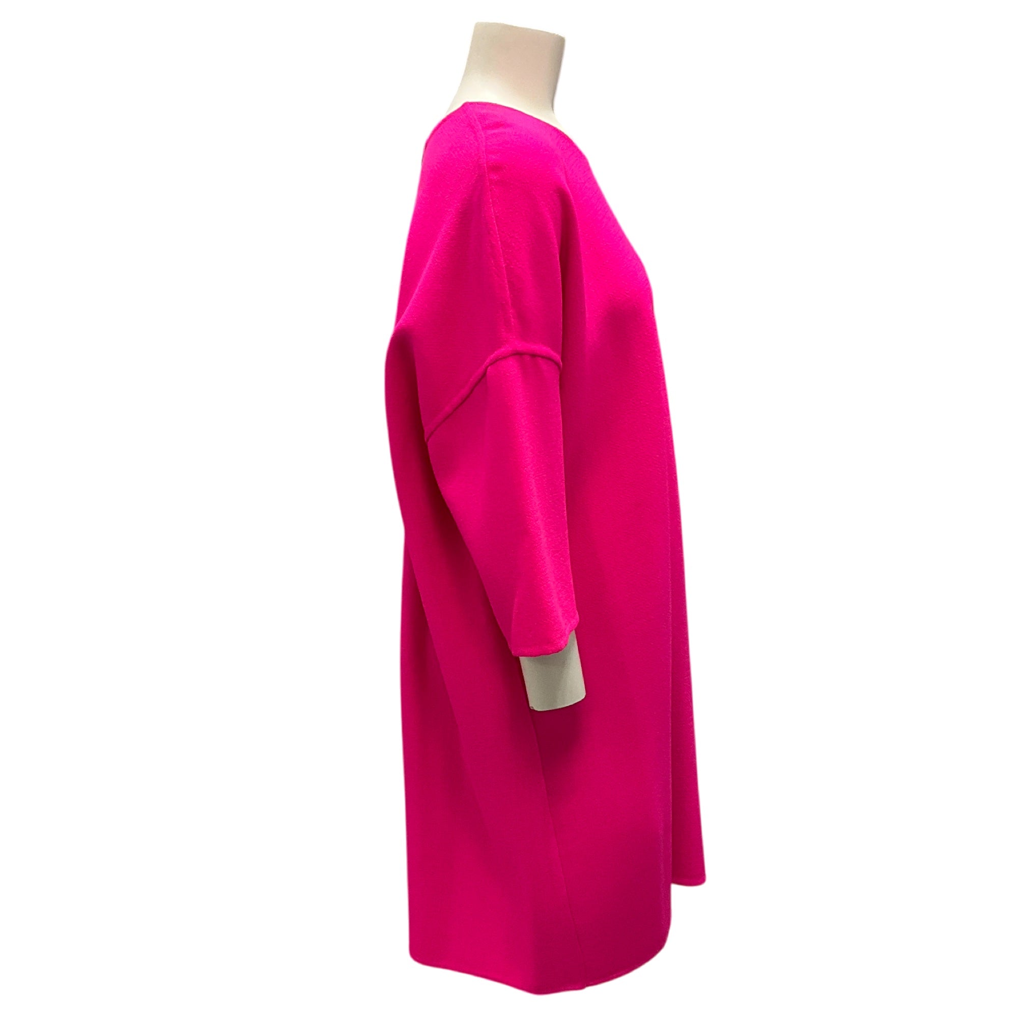 Gianluca Capannolo Hot Pink Oversized Wool Crepe Dress - Elegant Plus Size Women's Winter Party Gown for Evening Events & Special Occasions