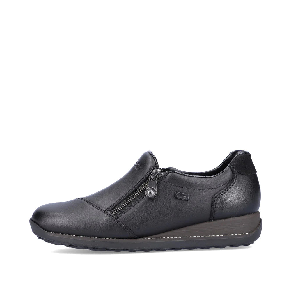 Rieker 44265 Black Women's Comfortable Slip-On Loafers - Stylish & Lightweight for Work, Travel & Everyday Wear