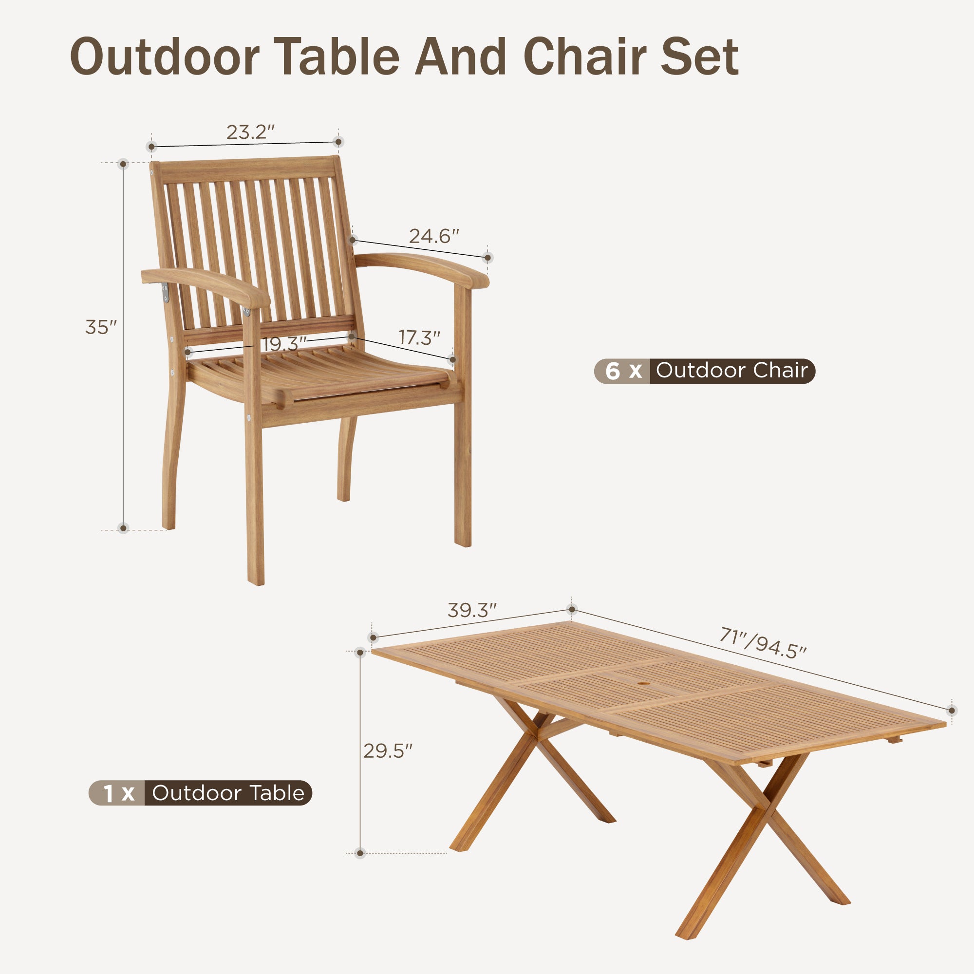 Sophia & William 9-Piece Acacia Wood Patio Dining Set with Table and Chairs - Outdoor Garden, Backyard, Poolside Furniture for Entertaining
