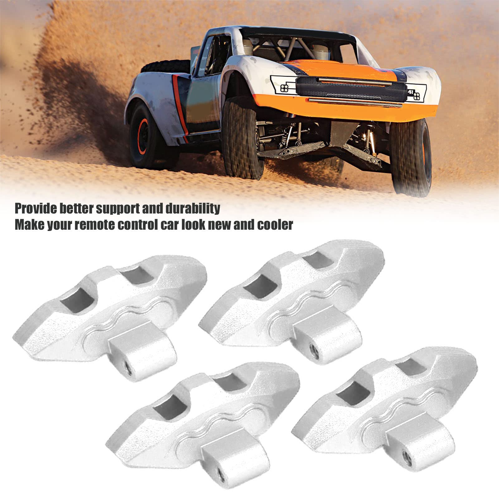 Dilwe 4PCS Aluminum Alloy RC Brake Calipers - Front/Rear Scale Replica Upgrade Parts for 1/7 UDR RC Cars (Silver) | High-Performance Replacement for Off-Road Racing & Crawler Scenes