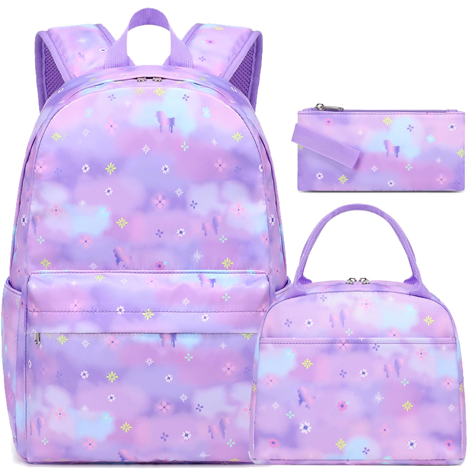 Girls Backpack with Lunch Box - School Bookbag for Teens, Perfect for School & Travel