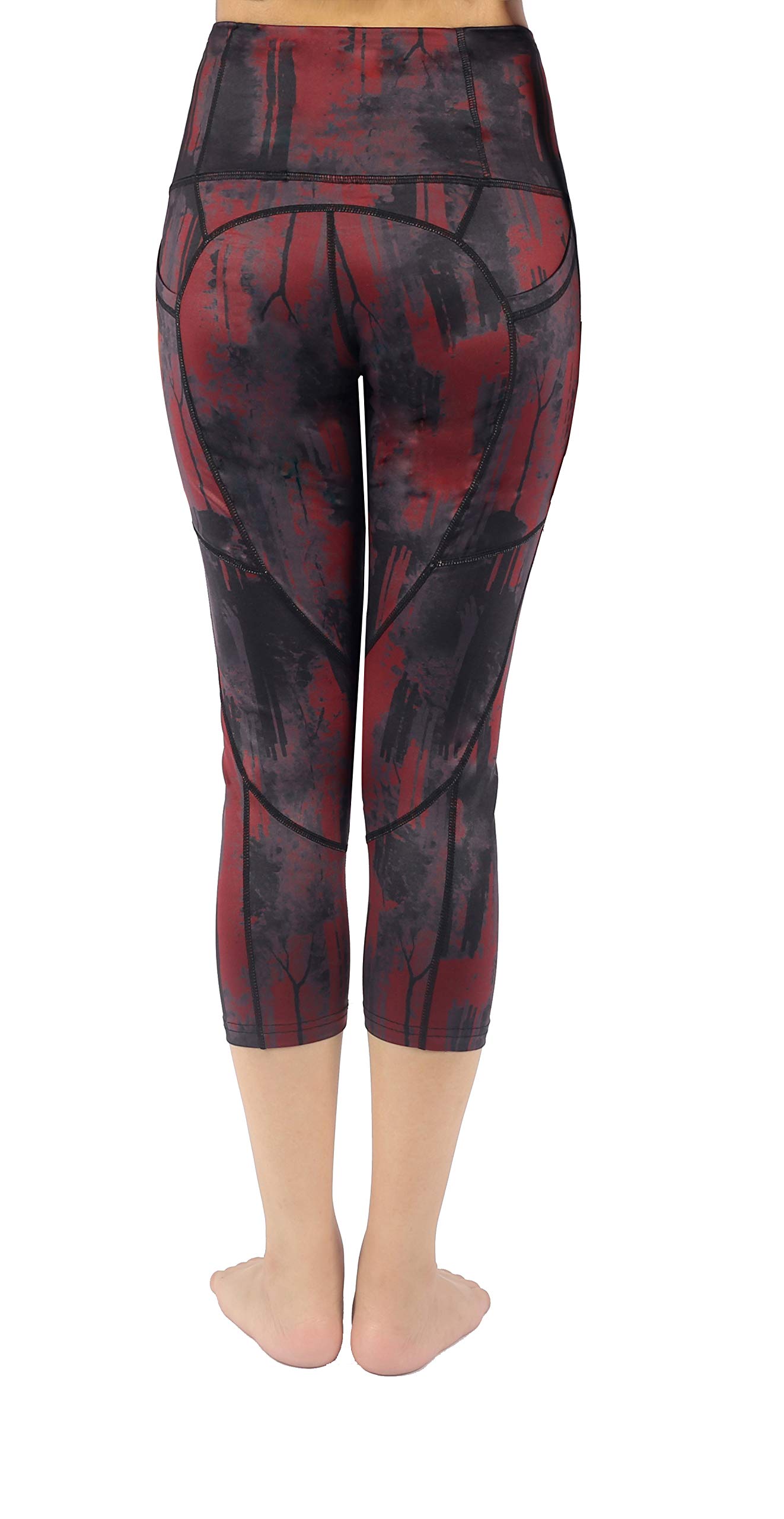 Zinmore Women's Printed Yoga Capris Pants with Pockets - High Waisted Workout Leggings for Running, Gym & Lounge Wear