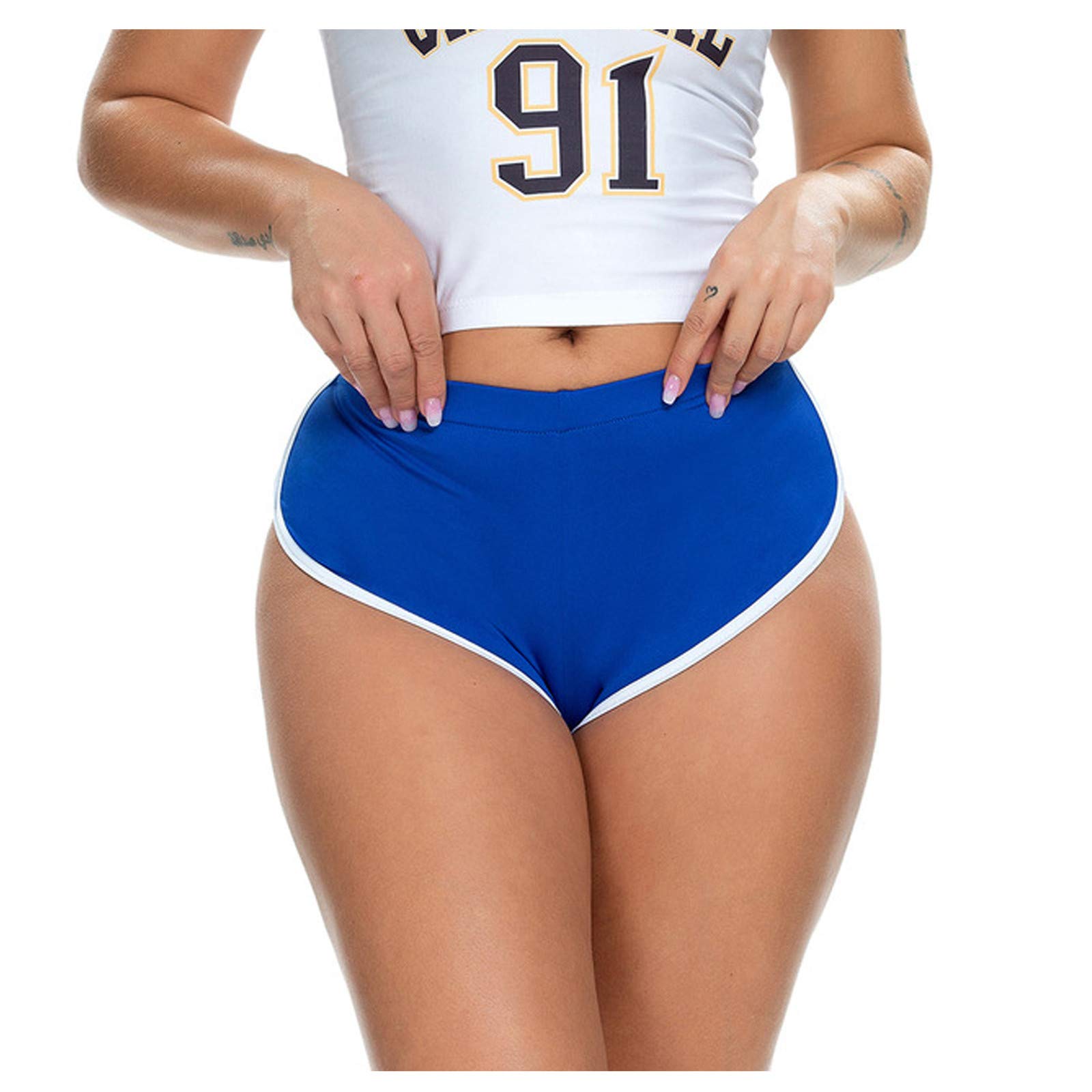 XIAOBU Women's Running Shorts - Stretchy Summer Workout Shorts, Solid Color Yoga Shorts for Gym, Jogging & Lounge Wear