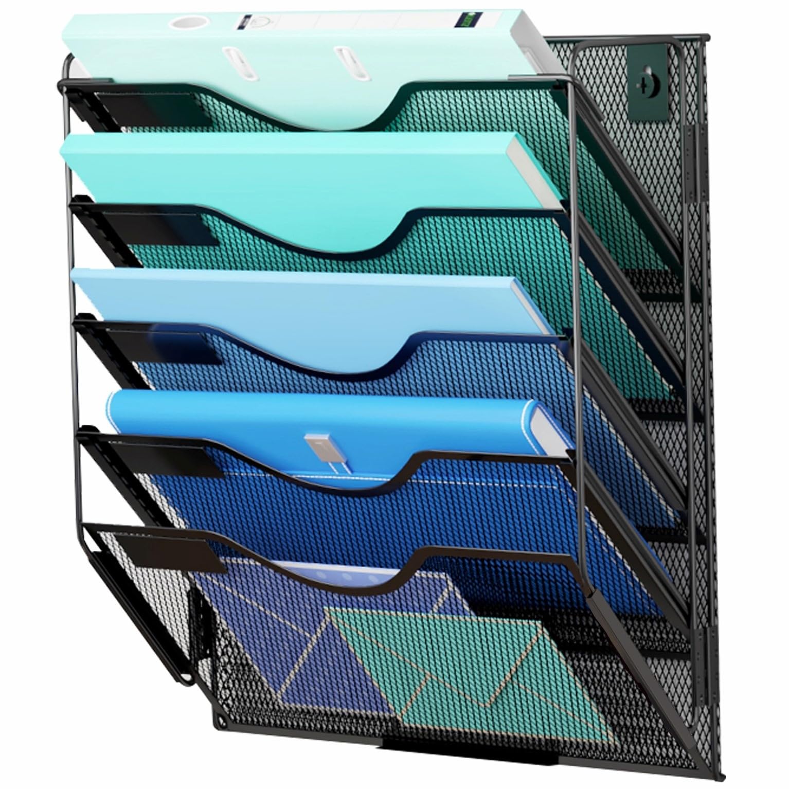 5-Pocket Mesh Wall File Organizer - Hanging File Holder for Mail, Magazines & Documents - Space-Saving Office & Home Organization Solution - Perfect for Desks, Entryways & Home Offices