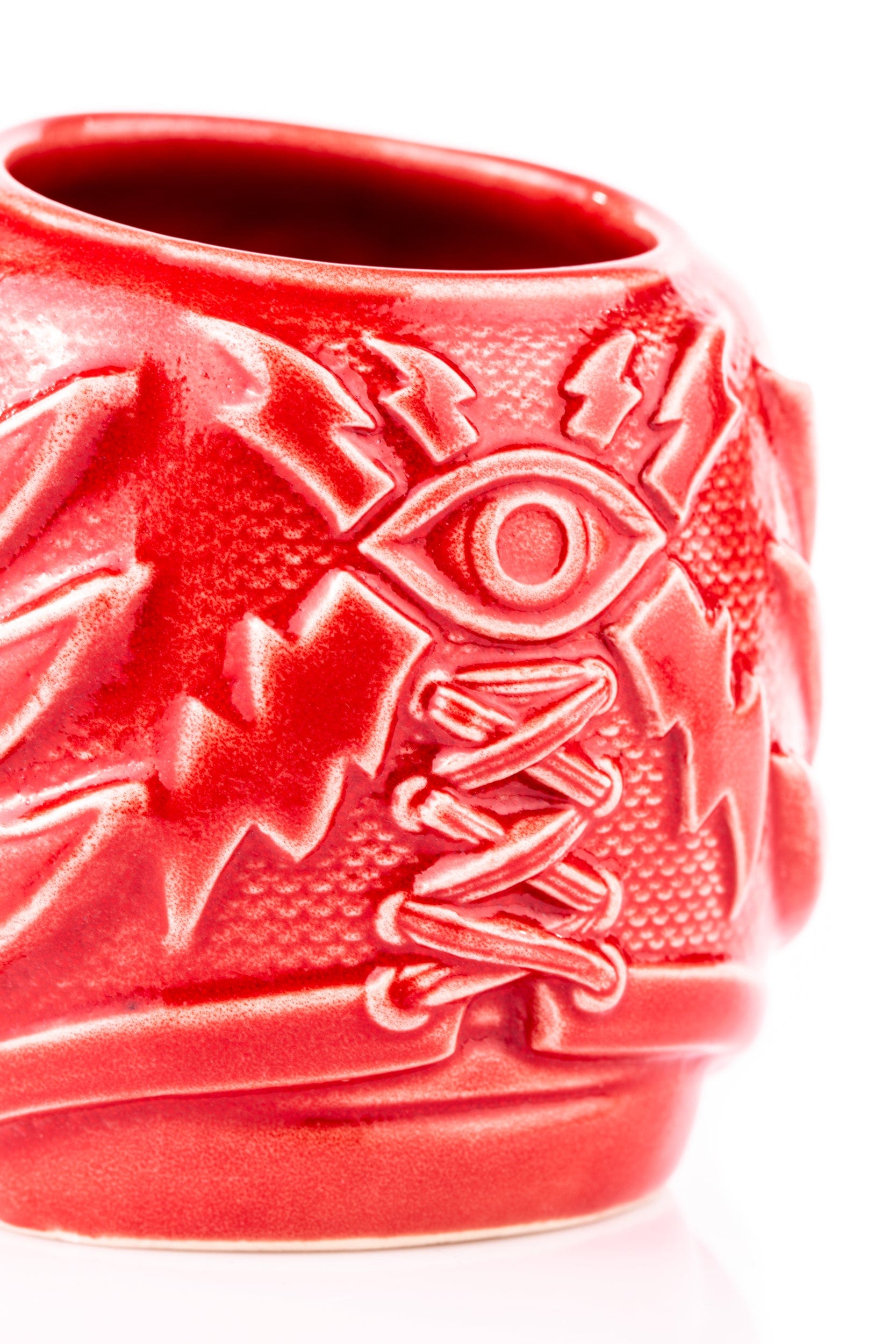 El Ojo Fantastico Tiki Mug - Furia Roja Variant | Handcrafted Ceramic Tiki Cup for Tropical Cocktails | Perfect for Luau Parties, Home Bar Decor & Tiki Drink Enthusiasts