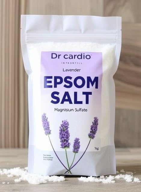 Dr Cardio Epsom Salt Lavender - 1kg Magnesium Sulfate for Foot Soak, Body Pain Relief, Muscle Relaxation & Stress Relief - Perfect for Bath, Spa, Post-Workout Recovery & Relaxation Therapy