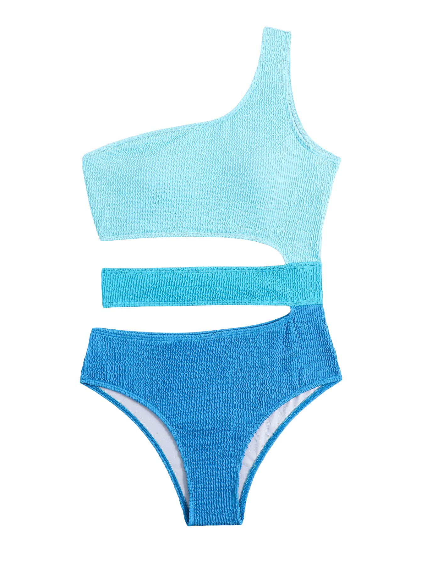WDIRARA Women's One Shoulder Color Block Cut Out Swimsuit - Sexy One Piece Bathing Suit for Beach, Pool Party & Summer Vacation