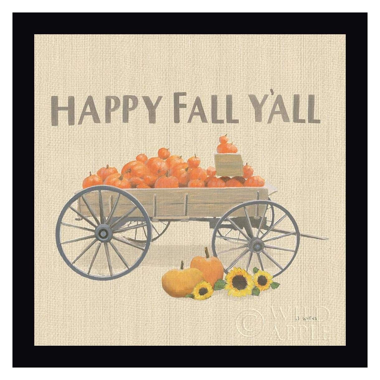 Heartland Harvest Moments IV Happy Fall by James Wiens - 20x20 Inch Framed Canvas Wall Art Print with Black Wood Frame - Ready to Hang - Perfect for Living Room, Bedroom or Office Decor