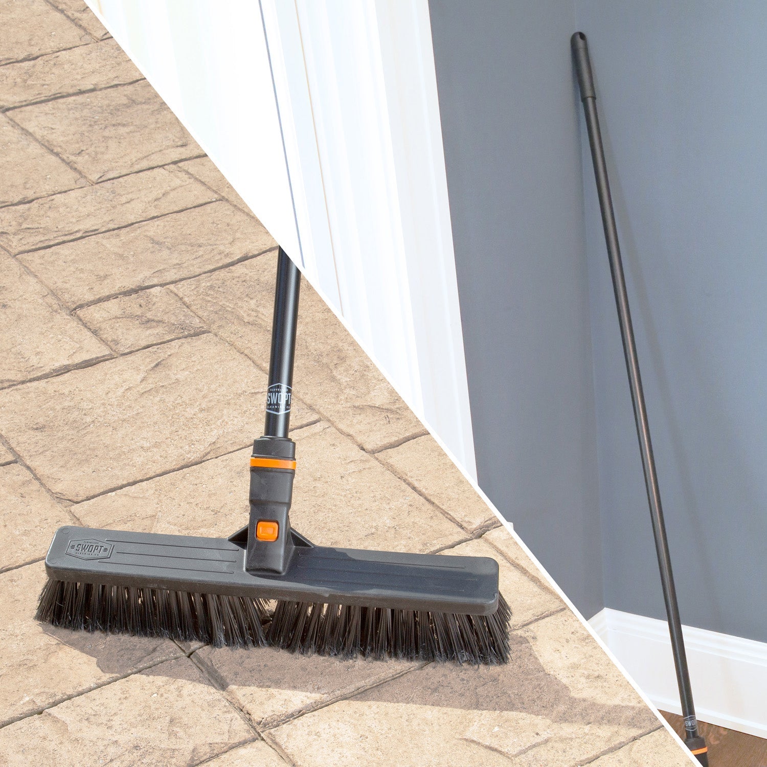 18 Inch Multi-Surface Push Broom with 60 Inch Steel Handle - Heavy Duty Sweeping for Garage, Warehouse, Driveway & Outdoor Cleaning