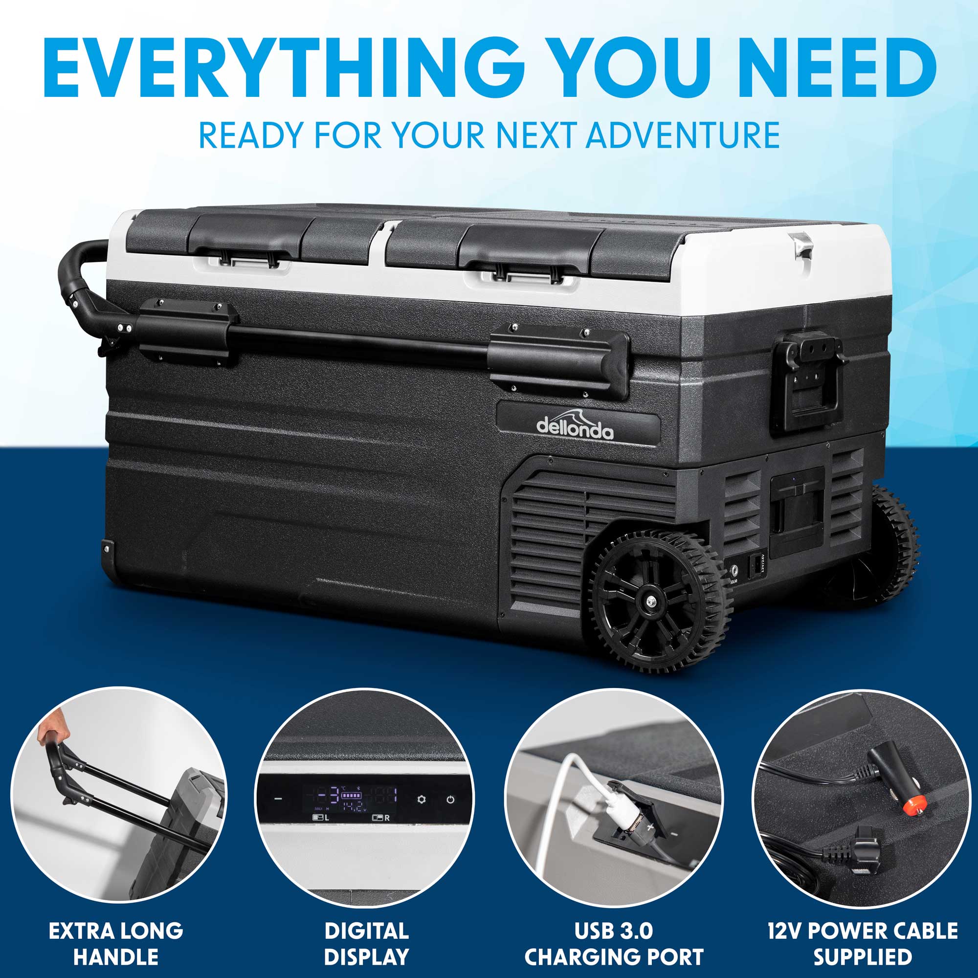 95L Portable Car Fridge Freezer - 12V/24V Dual Zone Compressor Cooler for Road Trips & Camping | DL128 Model | Perfect for RV, Truck & Outdoor Adventures