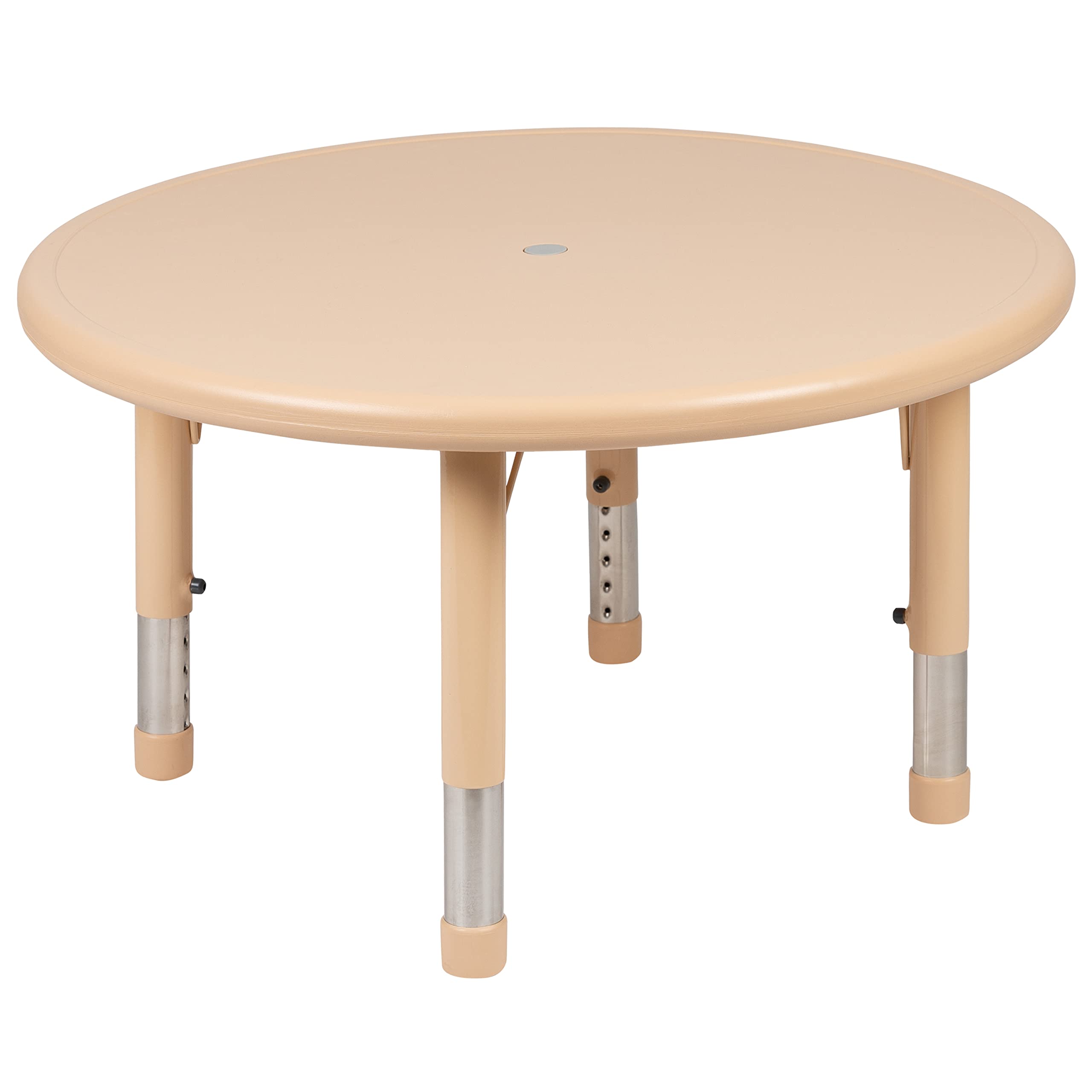 EMMA + OLIVER 33 Inch Round Adjustable Height Kids Activity Table - Durable Plastic School Table for 4 Children - Perfect for Classroom, Homeschool, Playroom & Daycare Learning Activities