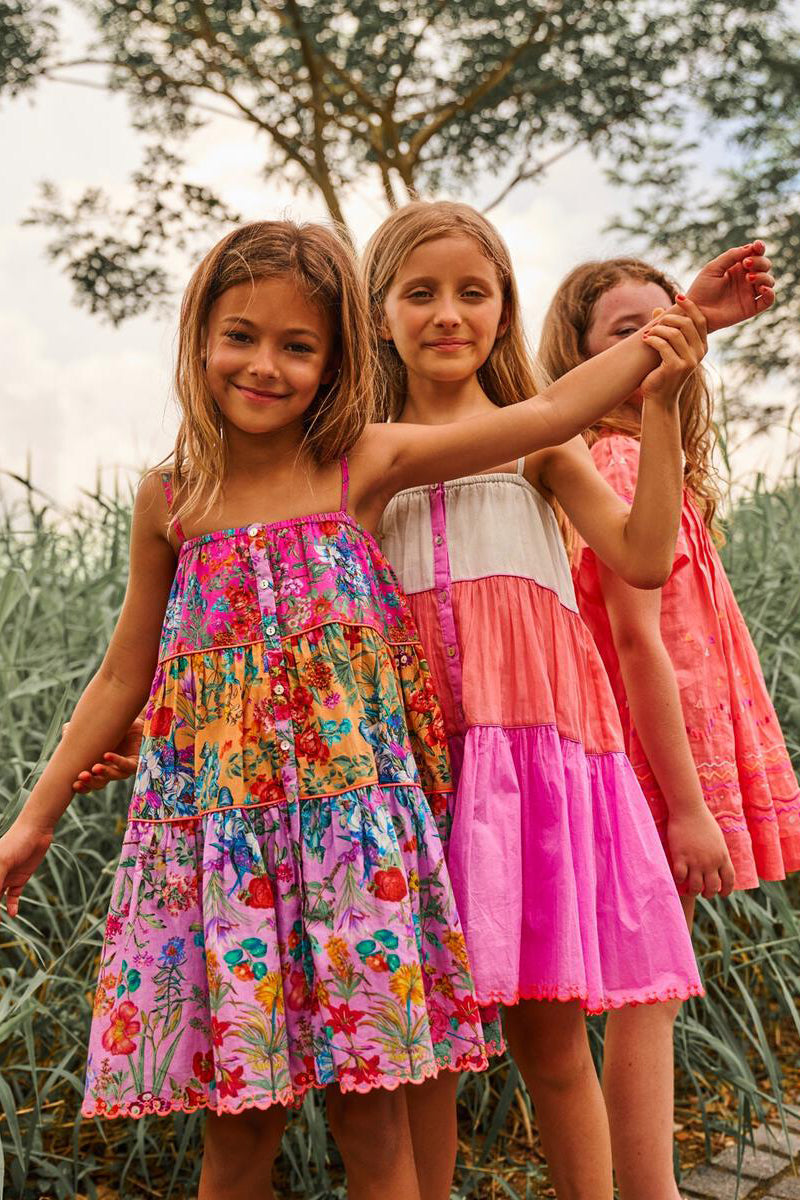 Nellystella Adeline Coral Girls Dress - Floral Summer Dress for Toddlers & Kids - Perfect for Birthday Parties, Beach Outings & Family Photos