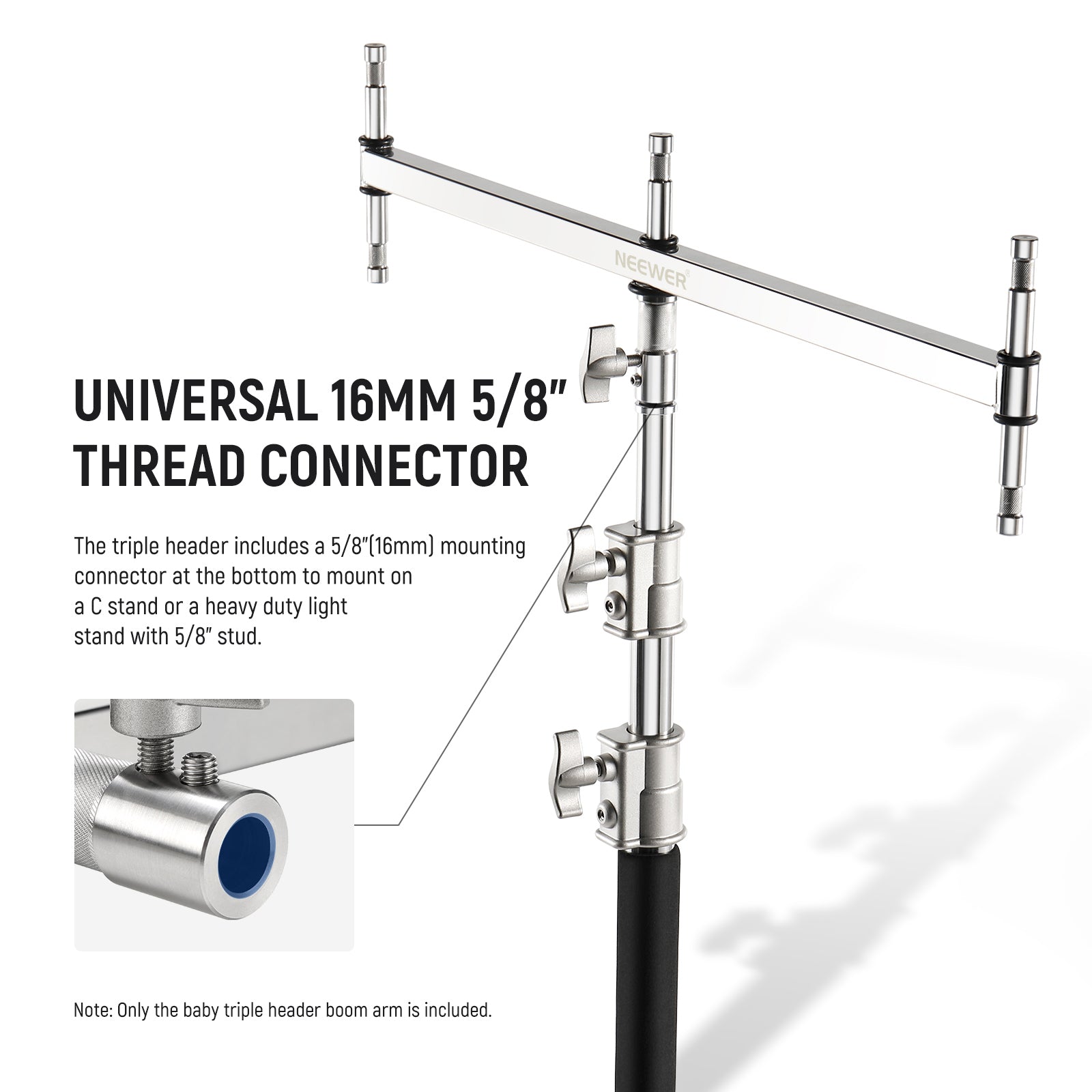NEEWER UA005 Professional Triple Header Boom Arm for Baby Photography - Perfect for Newborn, Infant, and Toddler Photo Shoots in Studio or Home