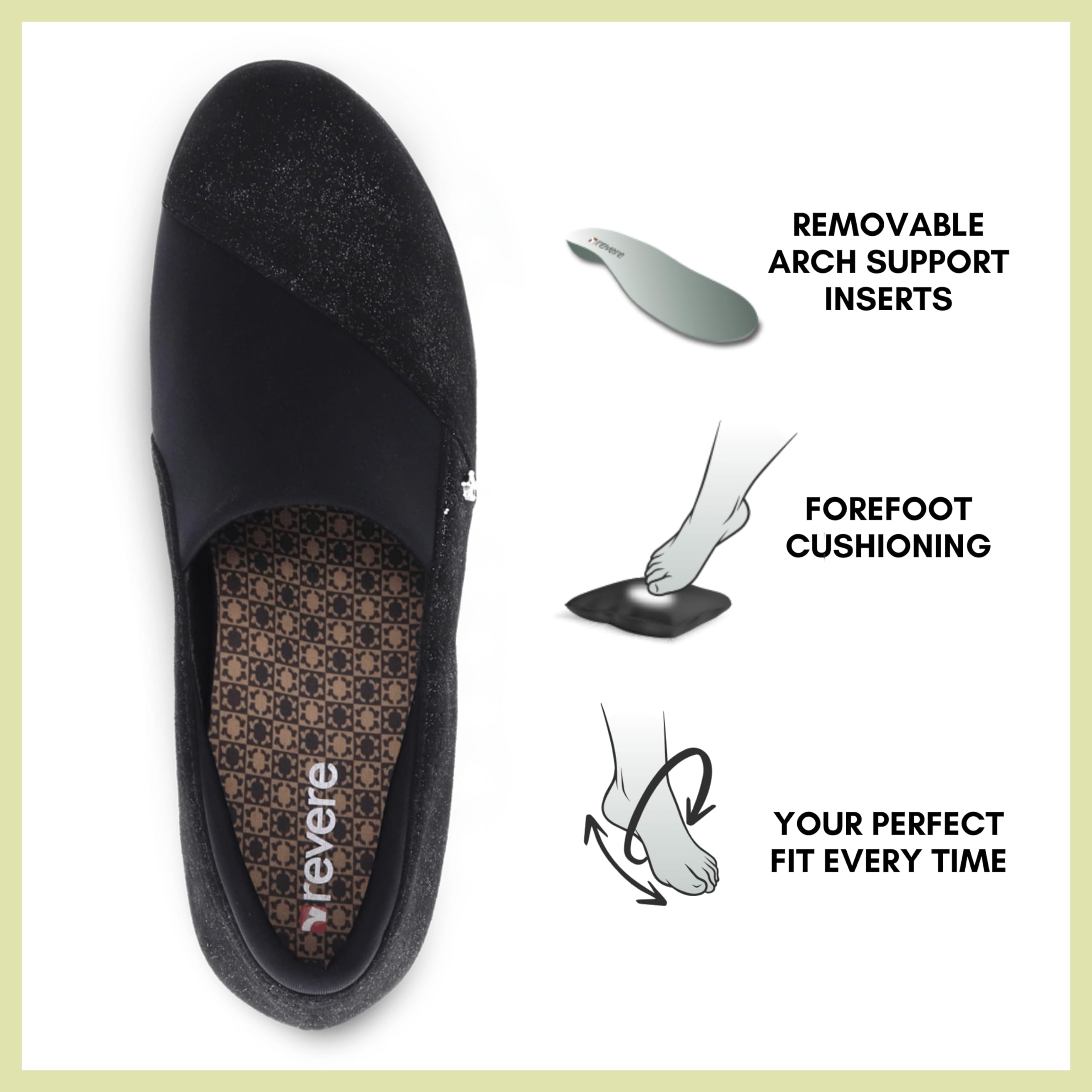 Revere Naples Women's Stretch Loafers - Comfortable Bunion-Friendly Slip-On Shoes with Arch Support & Custom Fit for Work, Travel & Everyday Wear