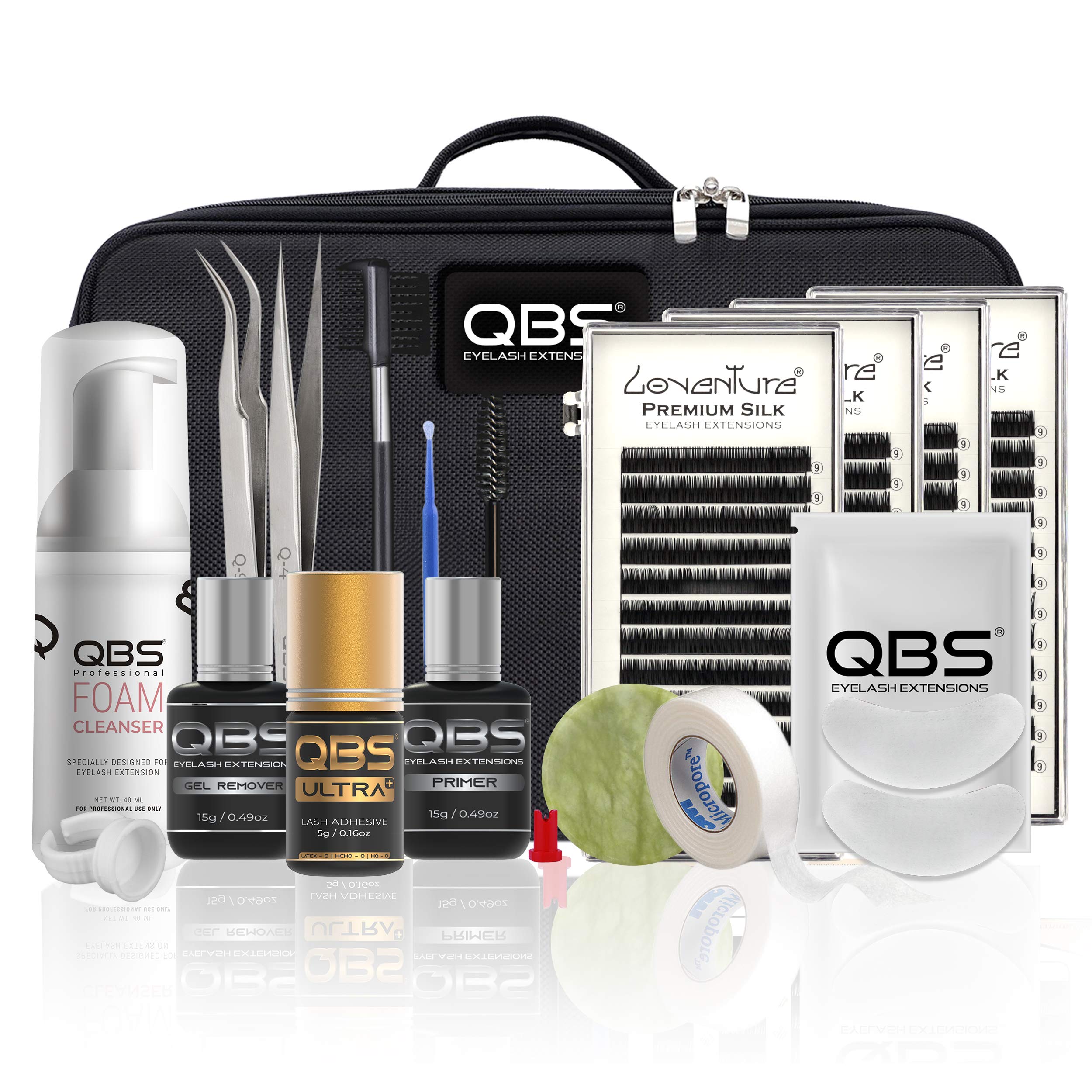 Professional QBS® Eyelash Extension Starter Kit - Silk Lashes for Salon & Home Use | Loventure® Premium Eyelash Extensions for Volume & Natural Looks