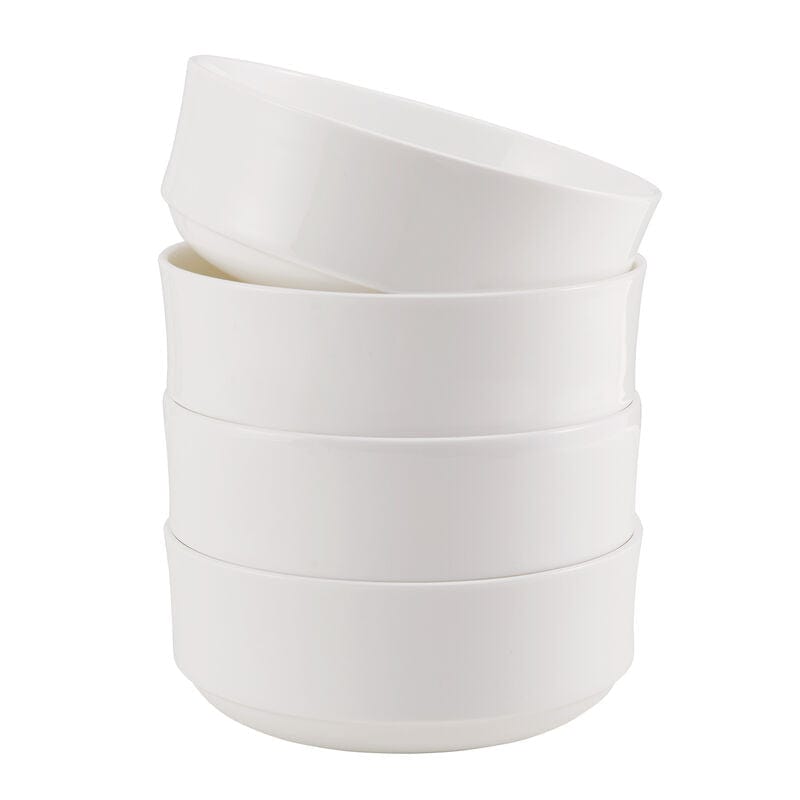 Macie Set of 4 Soup and Cereal Bowls - 16oz Porcelain Bowls for Soup, Cereal, Salad, Ice Cream - Perfect for Family Meals, Breakfast, and Entertaining