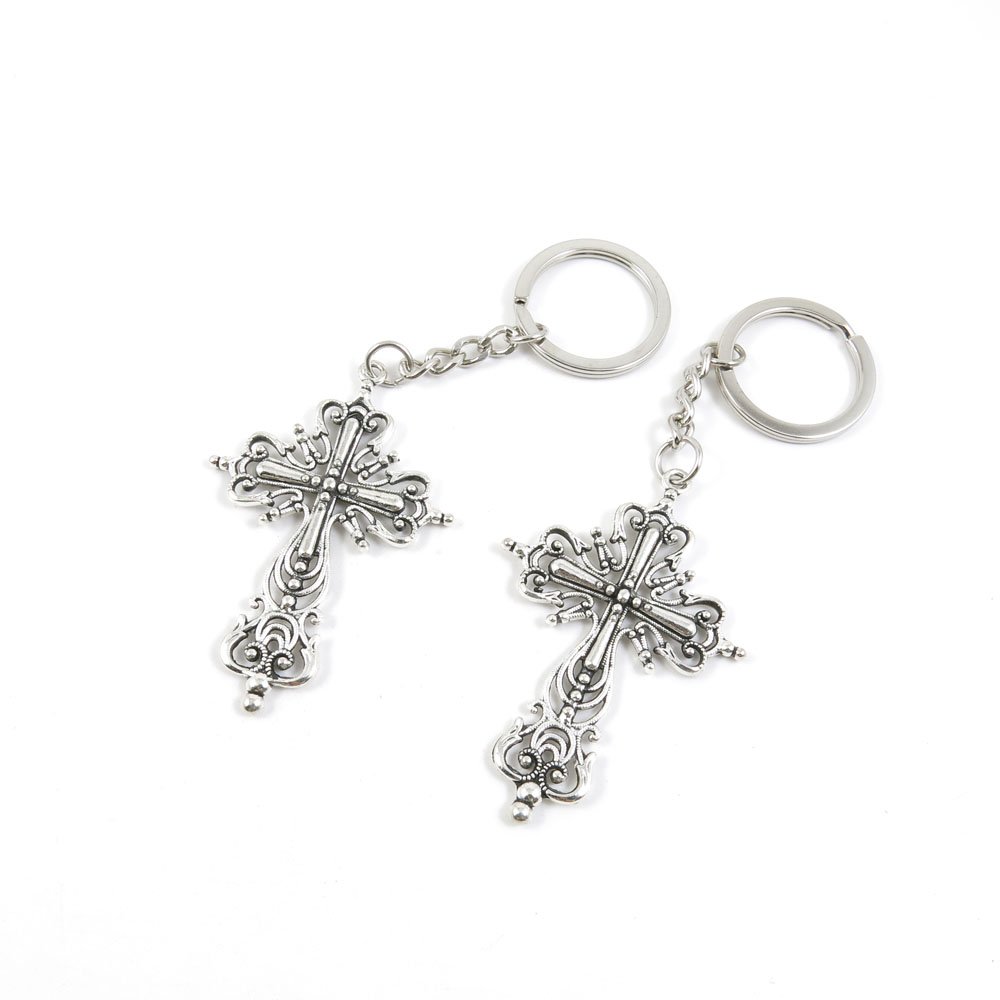 50 Pcs Latin Cross Keychain Charms - Bulk Key Rings for Car Keys, House Keys & Gifts - Religious Key Tags for Automotive, Home, Office Use