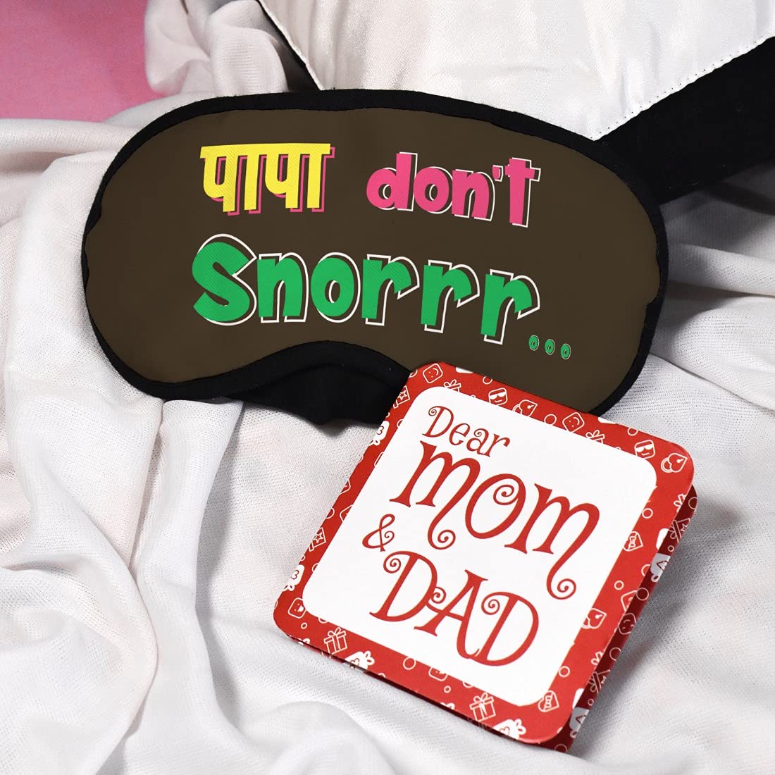 Indigifts Fathers Gifts - 'Papa Don't Snore' Quote Pop Art Style Brown Sleep Mask 7.8X3.3 inch - Best Gift for Dad, Papa, Father-in-Law, Birthday Present - Comfortable Eye Mask for Sleeping, Eye Cover for Men - Perfect for Travel, Naps & Relaxation