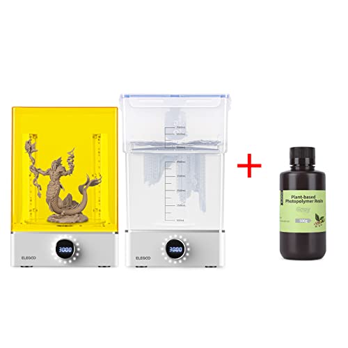 ELEGOO Mercury X Bundle - 3D Printer Washing & Curing Station with Plant-Based Resin (500g, Grey) | Perfect for Home & Professional 3D Printing Projects