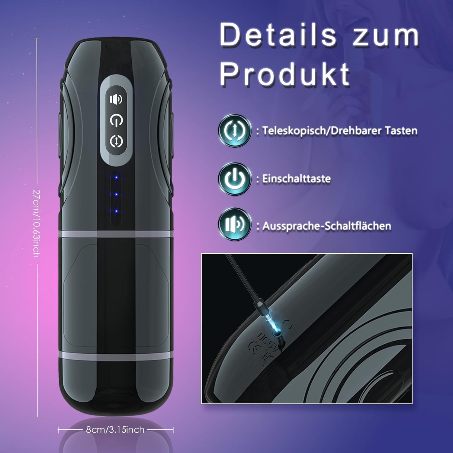 Electric Male Masturbator with 7 Vibration & Rotation Modes - Hands-Free Telescopic Pocket Pussy for Men | Perfect for Solo Pleasure & Discreet Use at Home or Travel