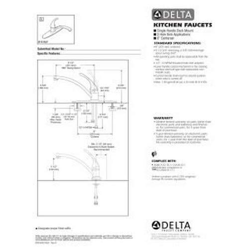 DELTA B1310LF-SS Stainless Steel Kitchen Faucet with Pull-Down Sprayer - Modern Design for Easy Dishwashing and Food Prep in Home Kitchens
