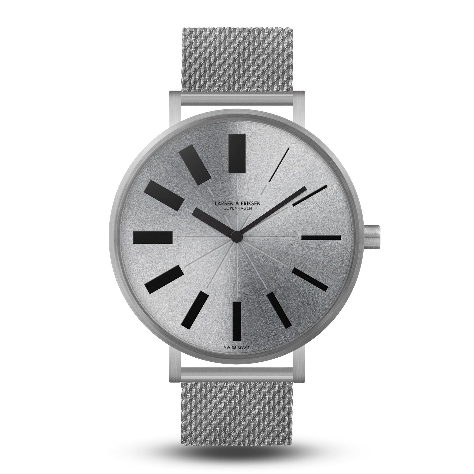 Larsen & Eriksen Evolution Men's Minimalist Analog Quartz Watch - 45mm Silver Case - 5ATM Water Resistant - Swiss Made Danish Design Handcrafted Wristwatch for Business, Casual & Formal Occasions