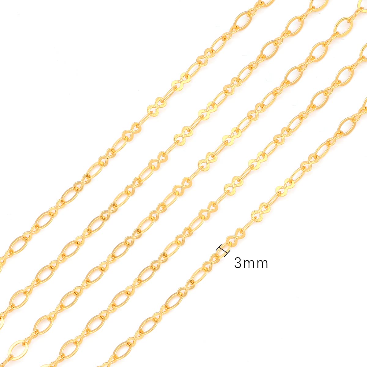 18K Gold Plated O Chains 3.0mm x 2 Meters - Premium Jewelry Making Supplies for Necklaces, Bracelets & DIY Crafts
