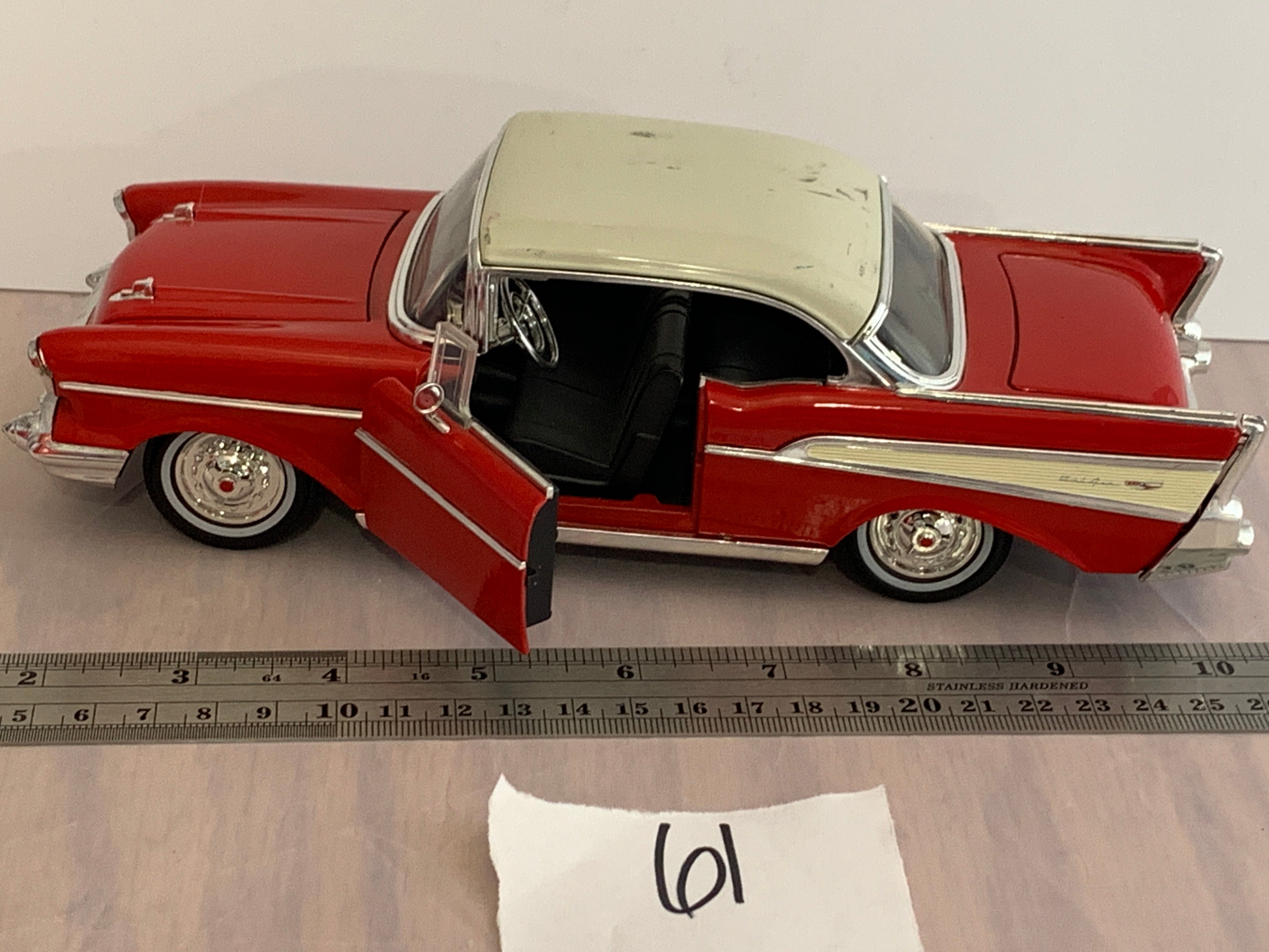 1/24 Scale Diecast 1957 Chevy Bel Air Model Car by JADA - Classic Red Collectible for Display, Gifts & Car Enthusiasts
