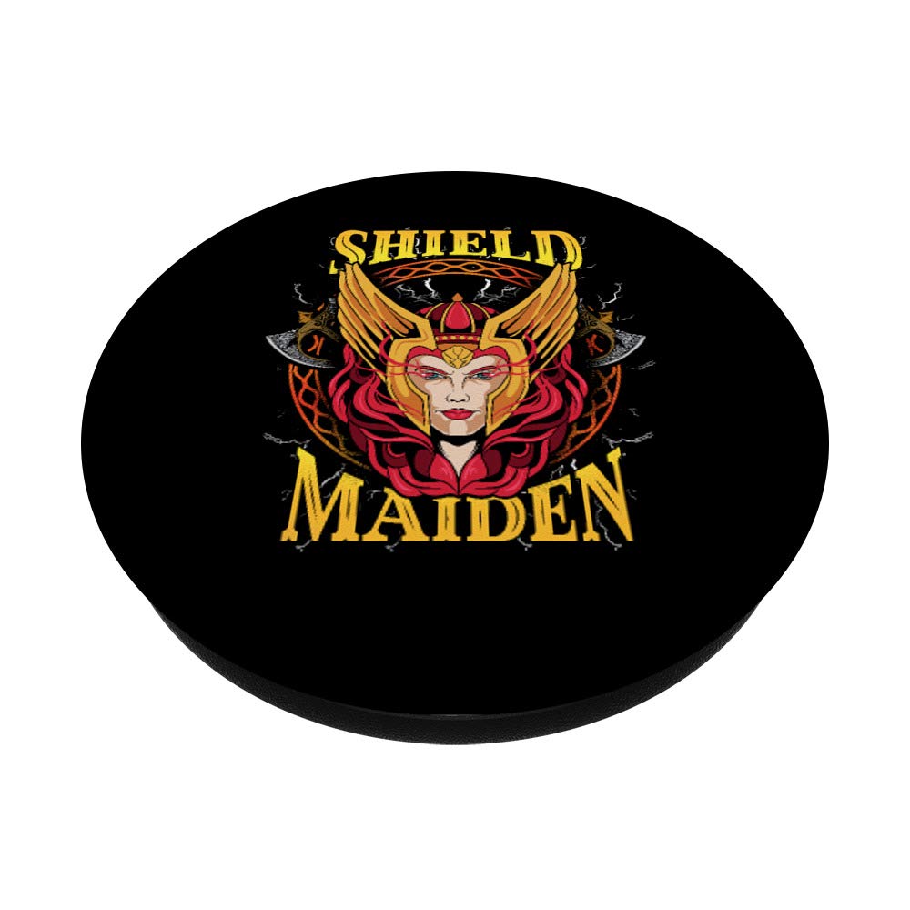 Norse Mythology Shield Maiden Warrior PopSockets - Phone & Tablet Grip Stand with Swappable Cover | Perfect for Gaming, Work & Daily Use