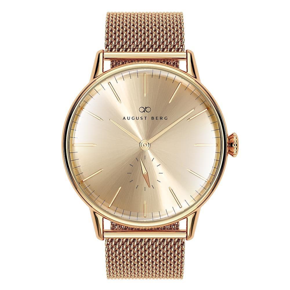 August Berg 40mm Gold Dial Milanese Strap Unisex Watch 10232D02MGD - Elegant Dress Watch for Business & Formal Occasions