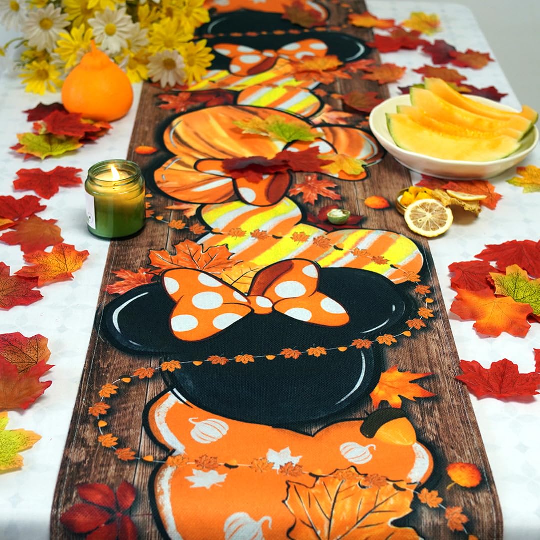 Cartoon Mouse Table Runner - Fall & Autumn Harvest Thanksgiving Decor for Home, Dining, and Party | Seasonal Table Cover for Thanksgiving, Halloween, and Holiday Gatherings