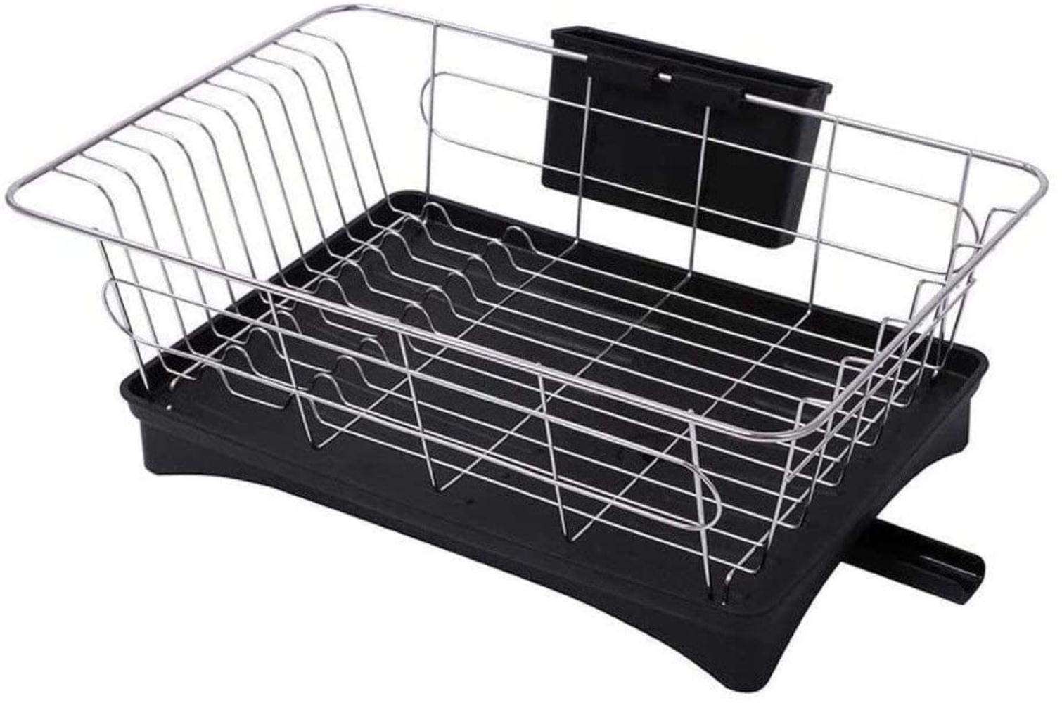 HongLianRiven Kitchen Drying Rack - Plastic Dish Drainer with Cutlery Holder, Drip Tray for Plates, Bowls, Cups & Utensils | Space-Saving Tableware Organizer for Countertop, Sink or Cabinet Storage