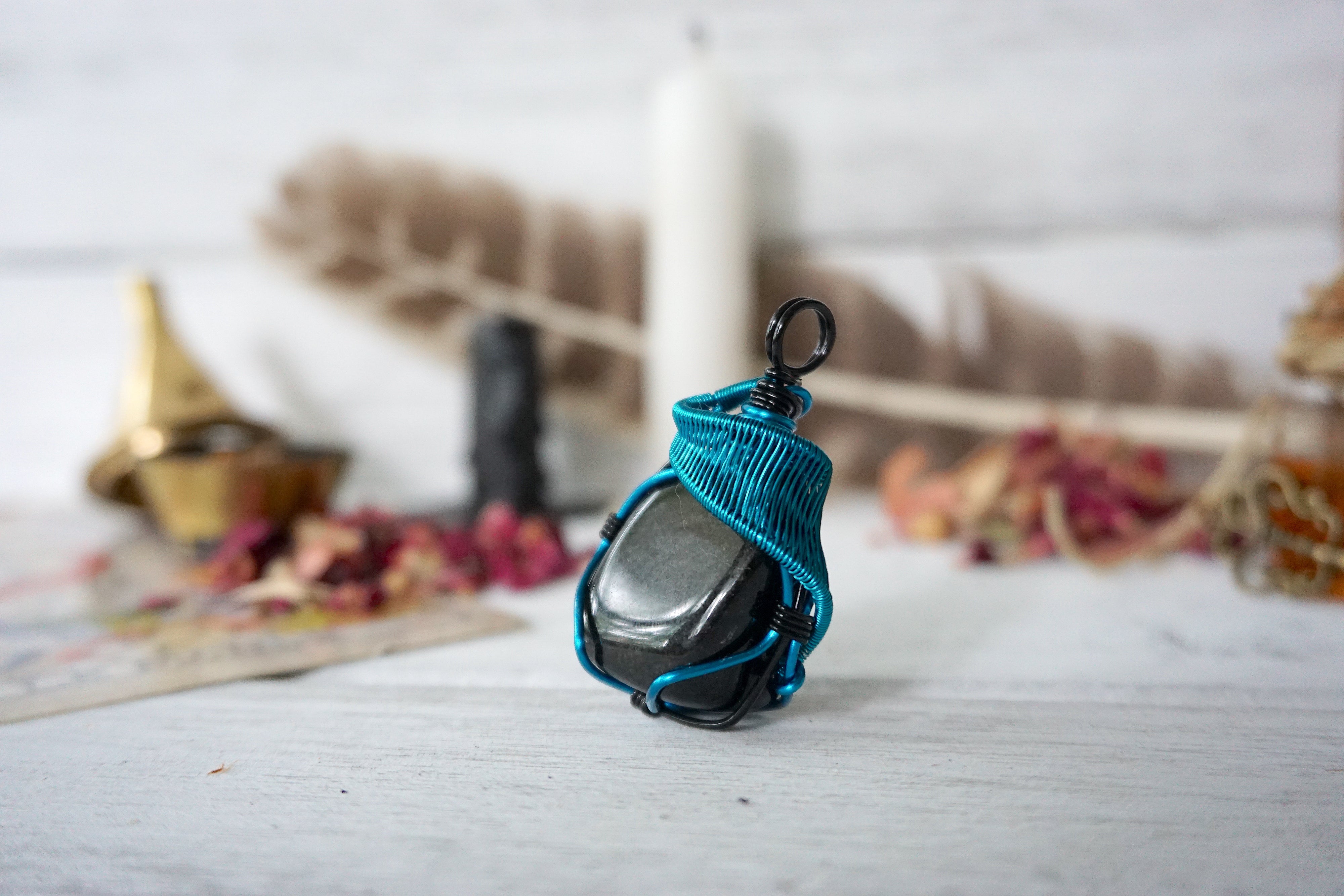 AURA OBSIDIAN COLLECTION - Obsidian Blue Gemstone Necklace for Women, Handmade Spiritual Jewelry, Healing Crystal Pendant for Meditation & Energy Protection | Perfect for Yoga, Reiki & Chakra Balancing