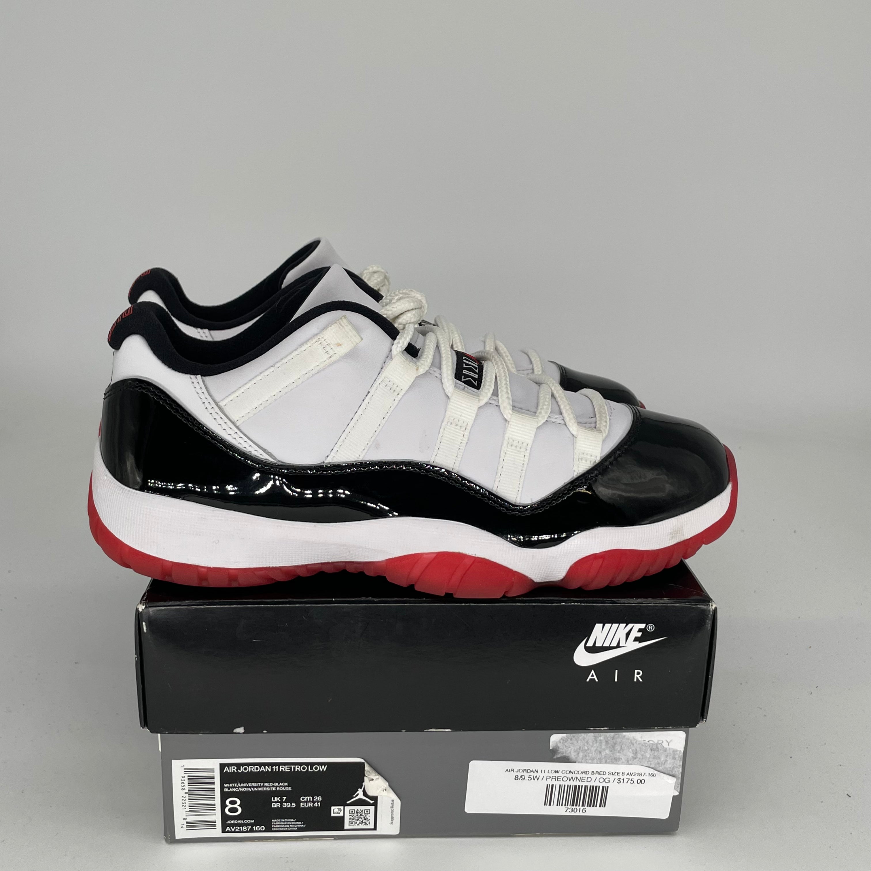 **Air Jordan 11 Low Concord Bred Men's Basketball Shoes - Size 8 (AV2187-160) - Perfect for Casual Wear & Court Performance**