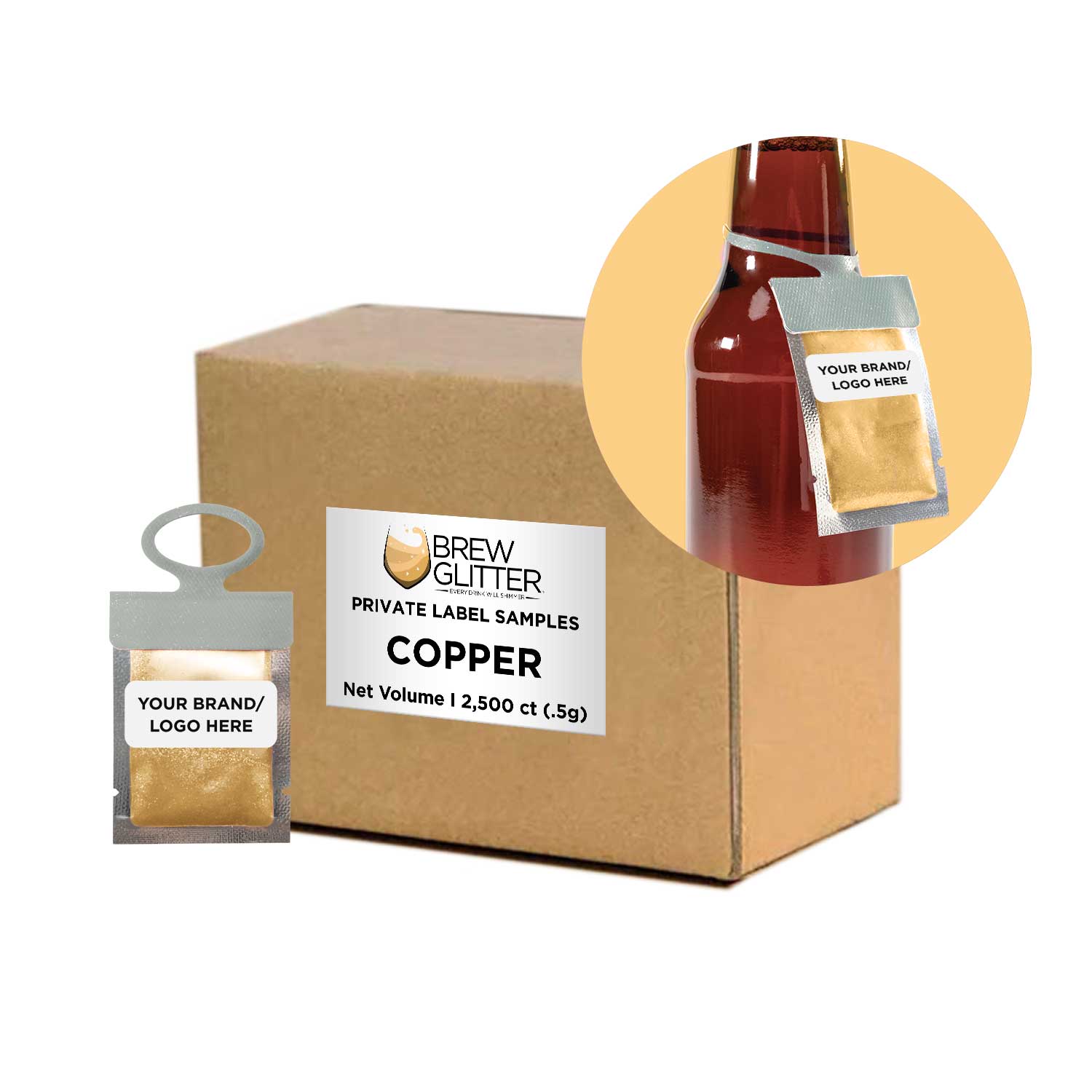 Premium Copper Brew Glitter® Necker Scarf - Private Label Fashion Accessory for Women & Men - Perfect for Parties, Weddings, and Festive Occasions