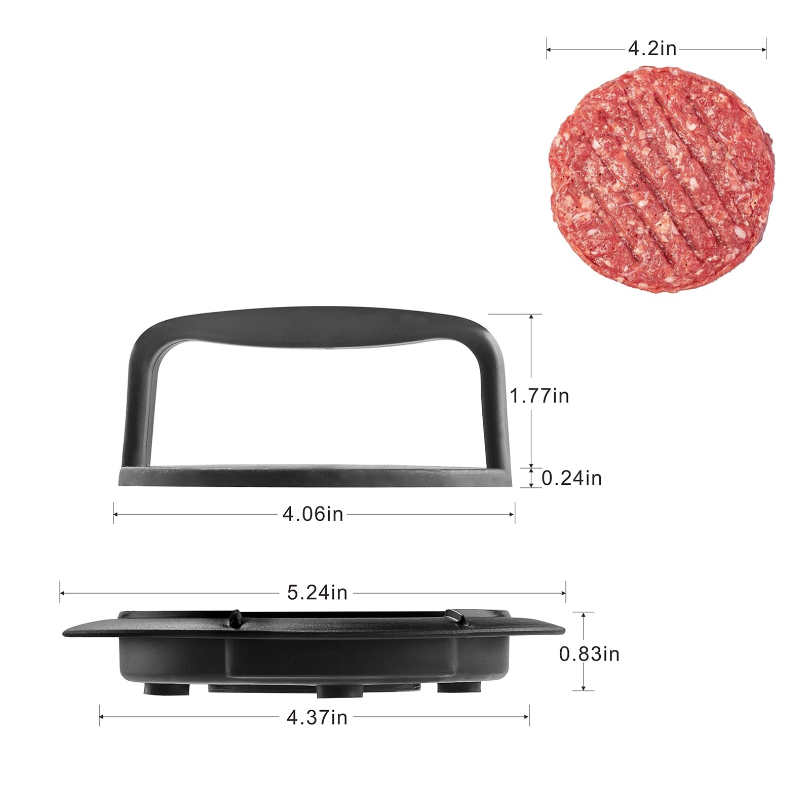 Non-Stick Hamburger Patty Press Maker - Round Stuffed Burger Press Mold for Grilling, BBQ & Homemade Beef, Sausage & Veggie Burgers - Perfect Kitchen Gadget for Backyard Cookouts & Camping (1 Pack, Black)