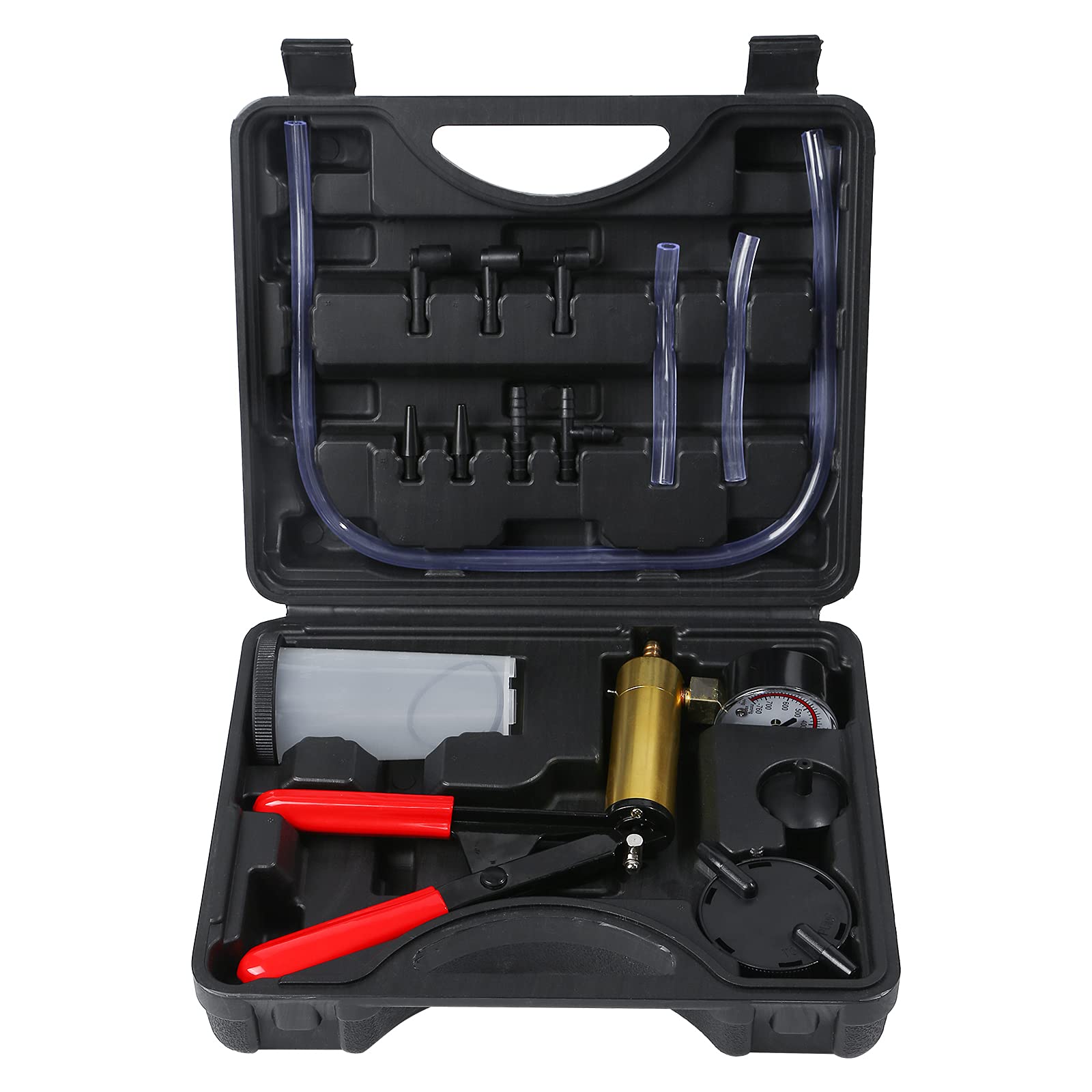 **Professional Brake Bleeder Kit with Handheld Vacuum Pump & Adapters - Includes Vacuum Brake Bleeder Pump & Pressure Gauge for Cars, Motorcycles, Trucks (Black) - Perfect for DIY Auto Repair & Maintenance**