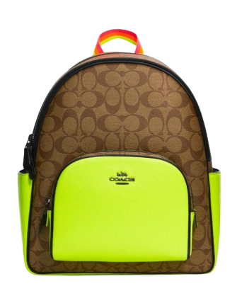Coach Court Backpack in Colorblock Signature Canvas - Stylish Laptop Backpack for Women & Men, Perfect for Work, School & Travel