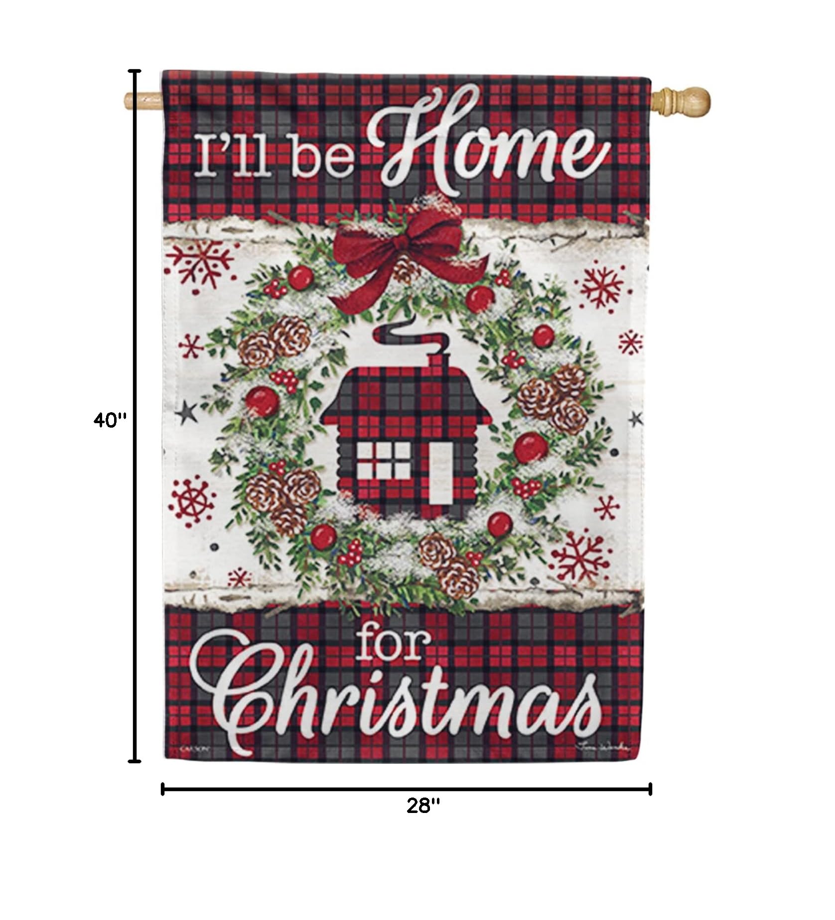 Durable Double-Sided Plaid Cabin House Flag 28x40