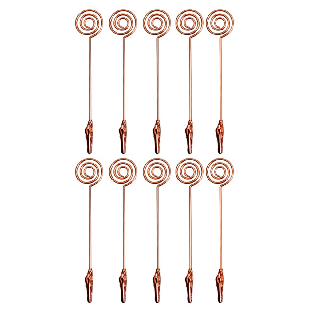 SUPVOX 10 Pack Rose Gold Circle Place Card Holders - Alligator Clamp Wire Memo Clips for Table Numbers, Photos, and Notes - Perfect for Christmas, Wedding, Birthday Party Decorations and Office Organization