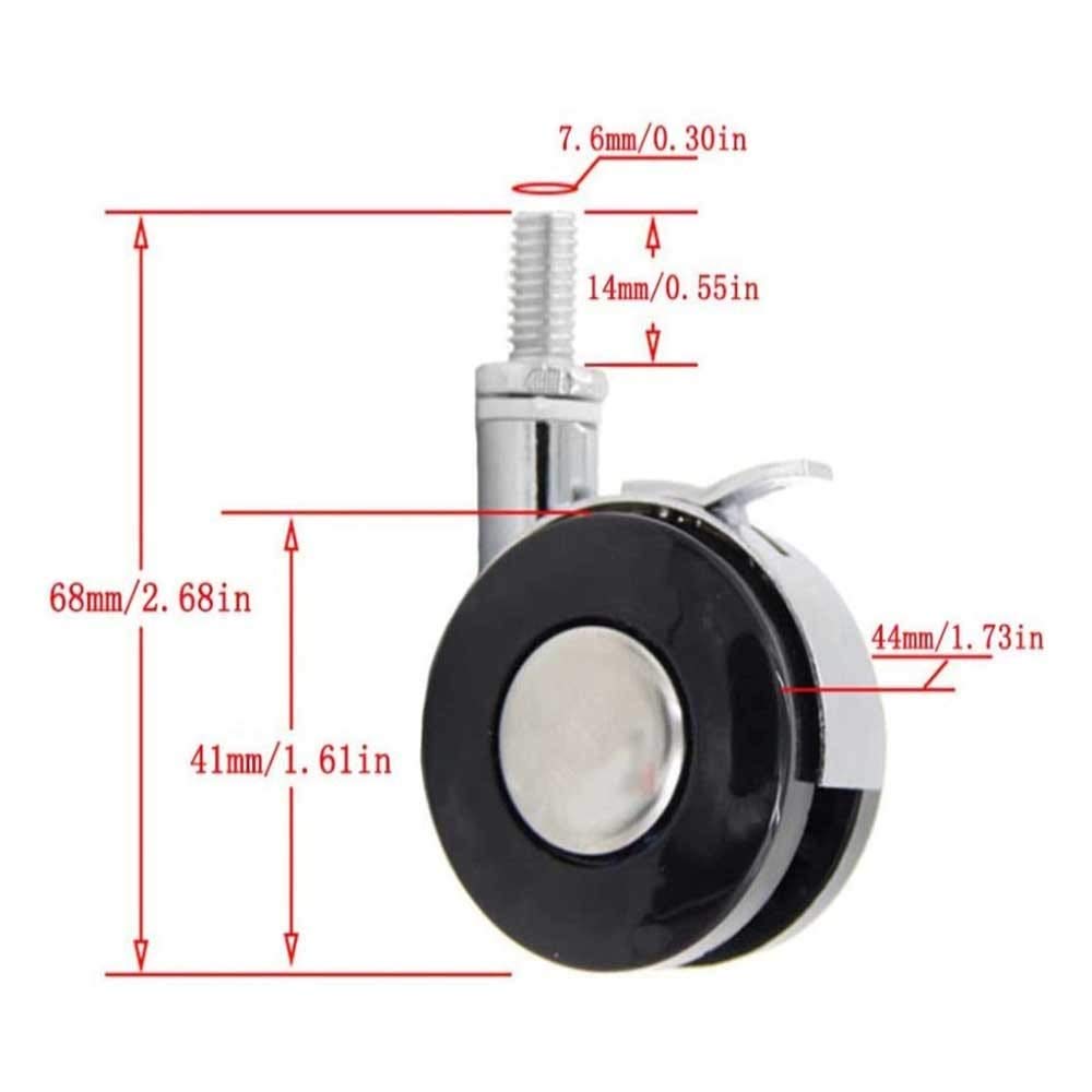 Heavy Duty Swivel Caster Wheels with Brake - 4 Pack Universal Replacement Casters for Office Chairs, Computer Desks & Rolling Furniture - Perfect for Home Office, Conference Rooms & Workspaces
