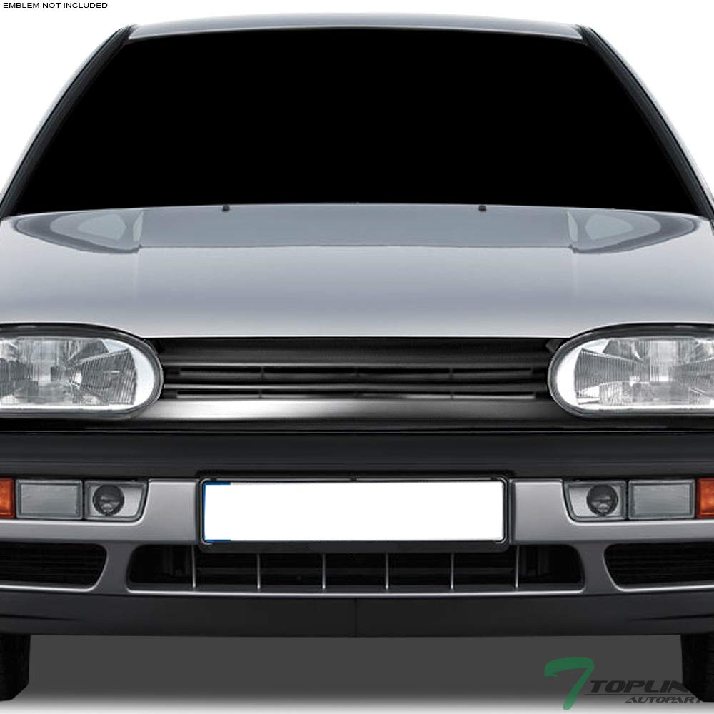 1993-1998 VW Golf GTI & 1995-1999 Cabrio MK3 Glossy Black Front Bumper Grille Replacement - Horizontal Style for Enhanced Airflow & Sporty Look | Perfect for Car Upgrades & Restoration Projects
