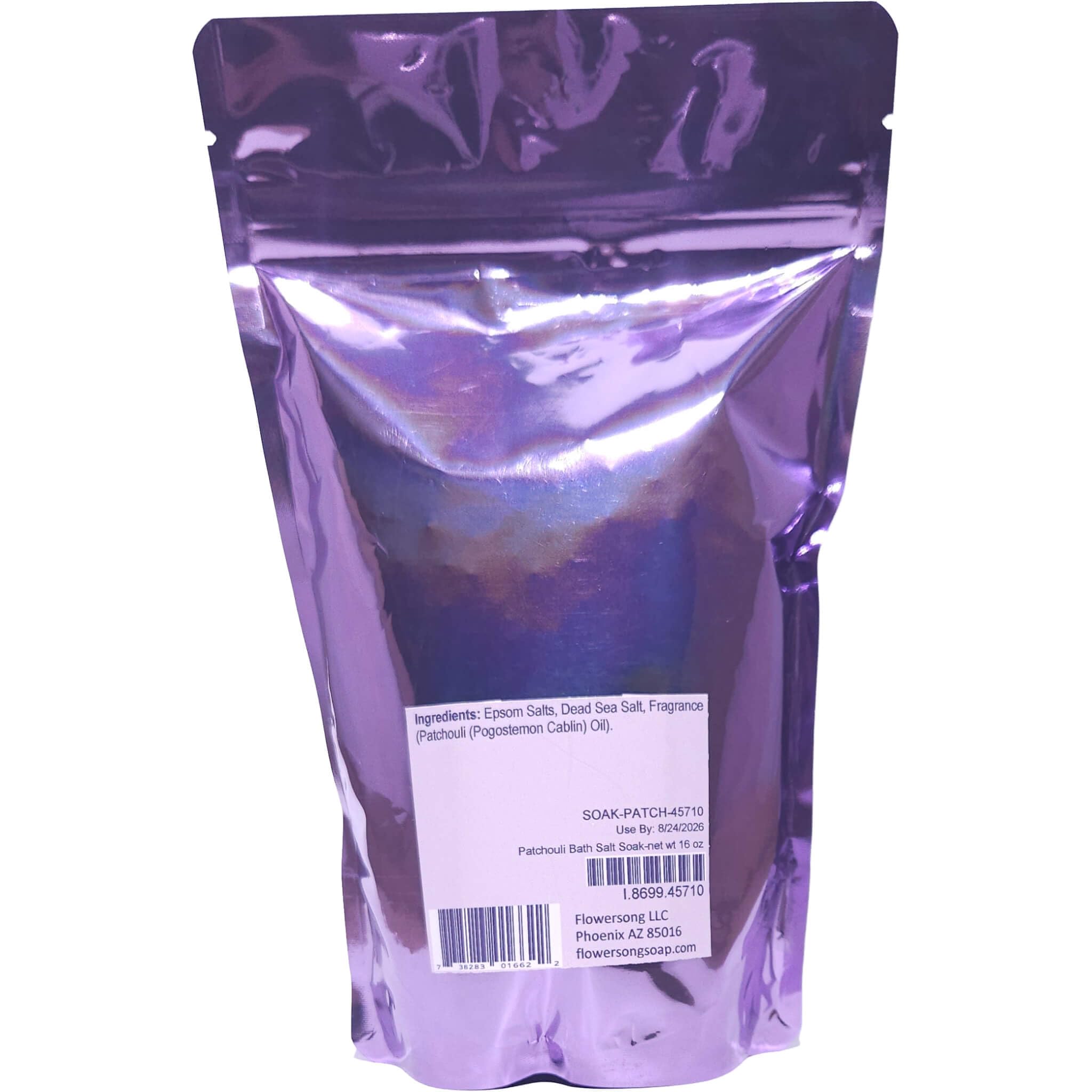 Patchouli Bath Salt Soak (16oz) - 100% Pure Essential Oil Fragrance for Relaxation & Stress Relief - Woodsy Aromatherapy Soak for Spa, Self-Care & Gift Giving