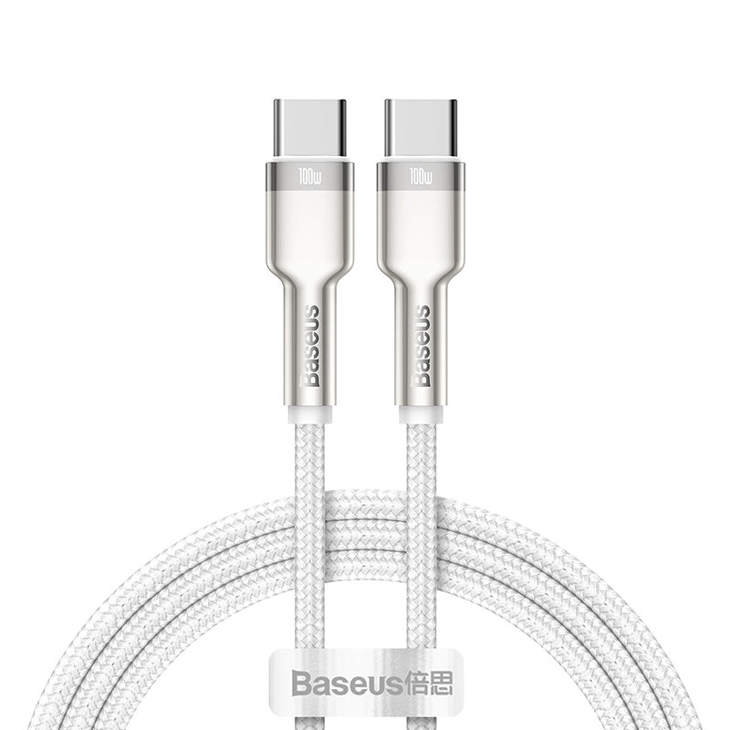 Baseus Premium Cafule Series 100W Fast Charging USB-C to USB-C Cable (1m/3.3ft) - Durable Metal Braided, PD Compatible for iPhone 15, MacBook, iPad Pro, Samsung Galaxy - Perfect for Home, Office & Travel Charging